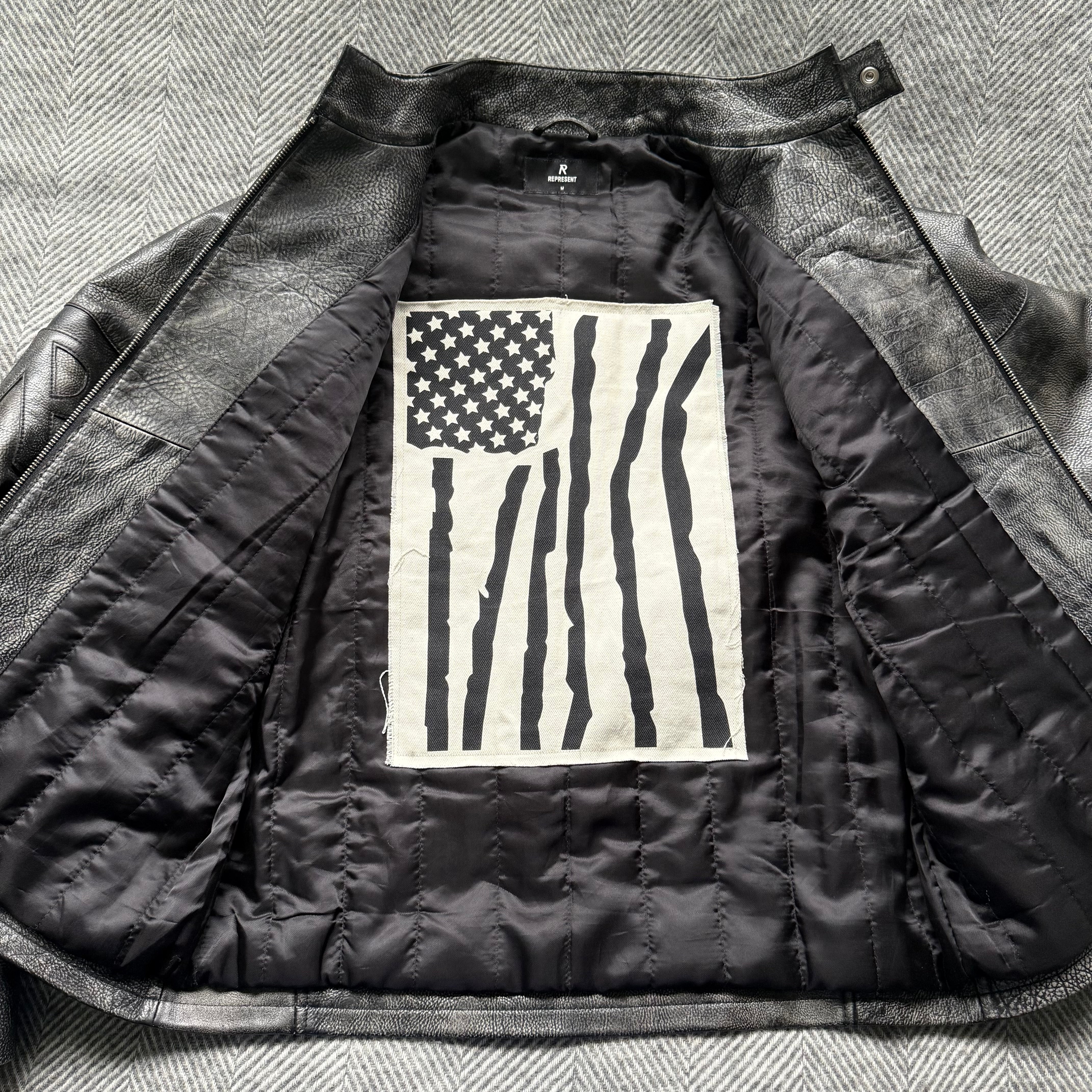 Represent Black/Grey Leather Jacket