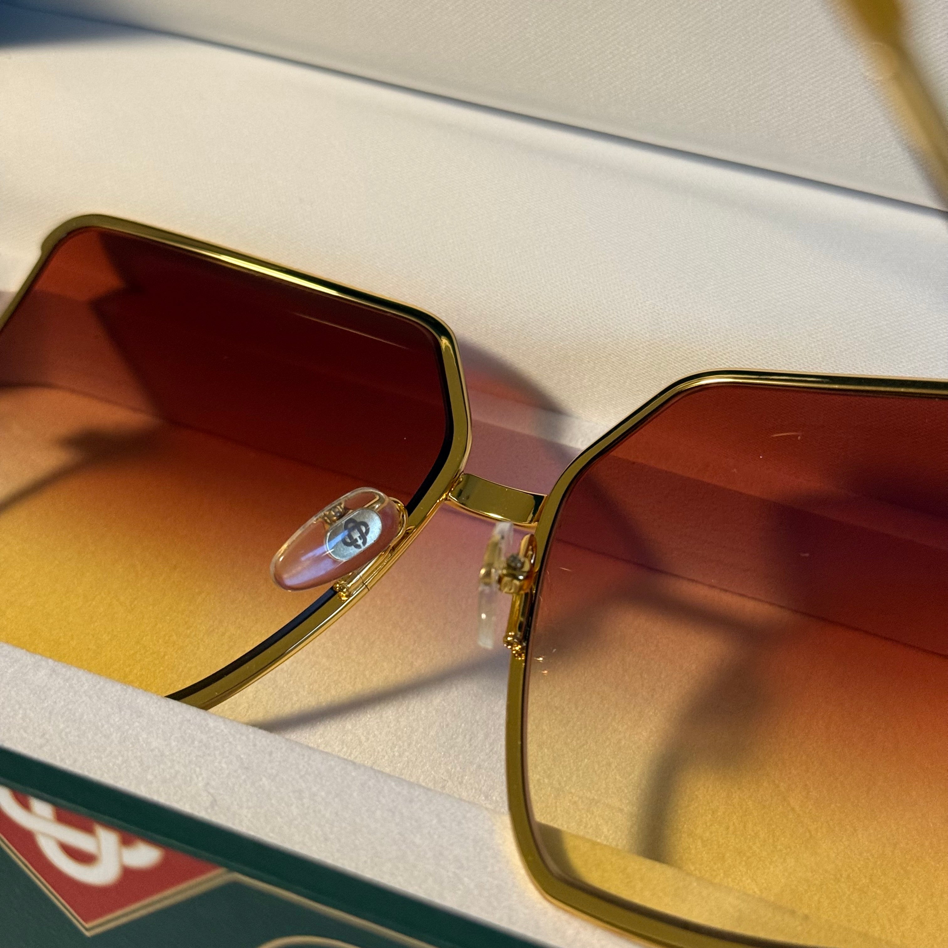 Women’s Casablanca Stainless Steel Square Orange Gradient Sunglasses