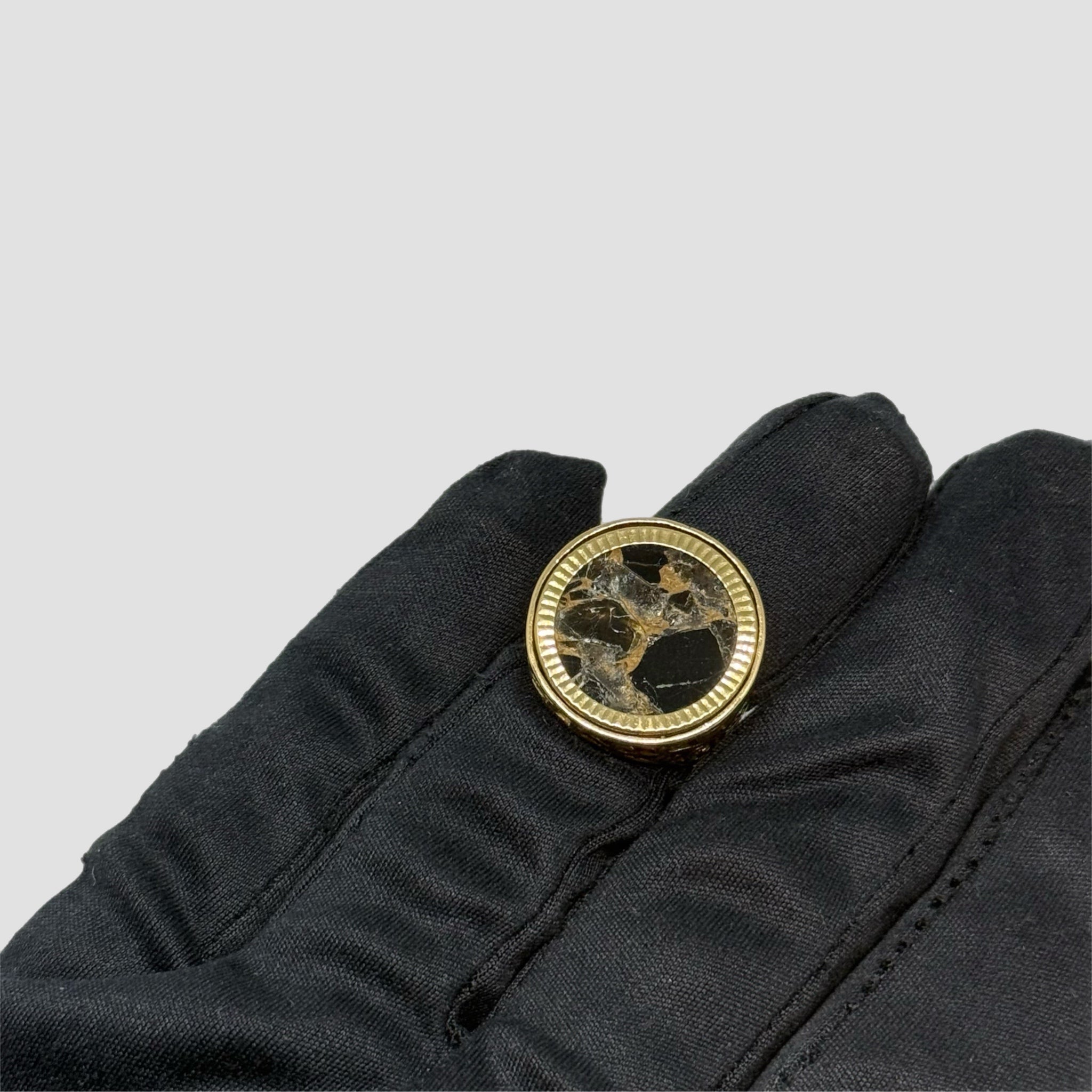 Black Copper Turquoise Half Sovereign Ring