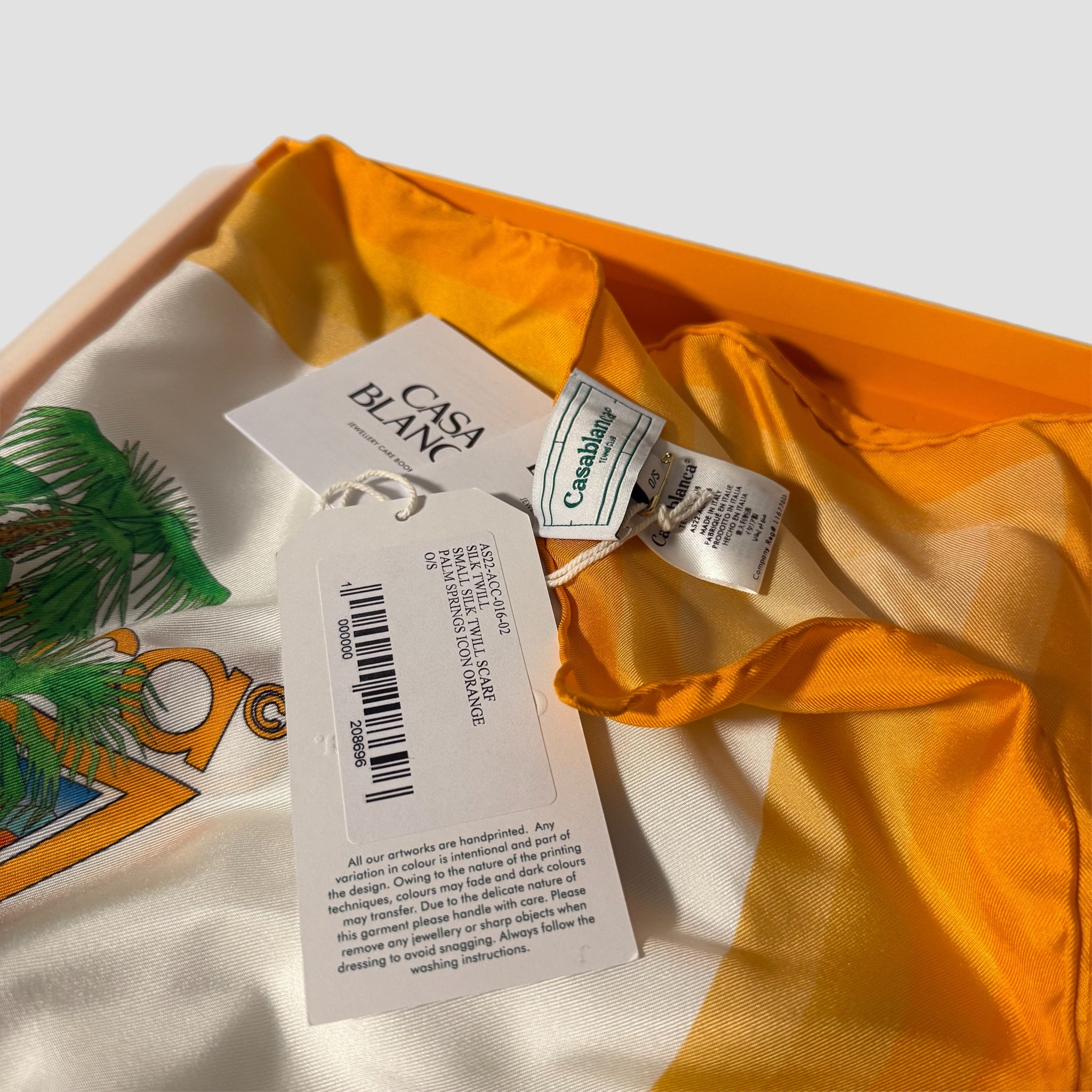 Casablanca Silk Twill Palm Springs Scarf Orange