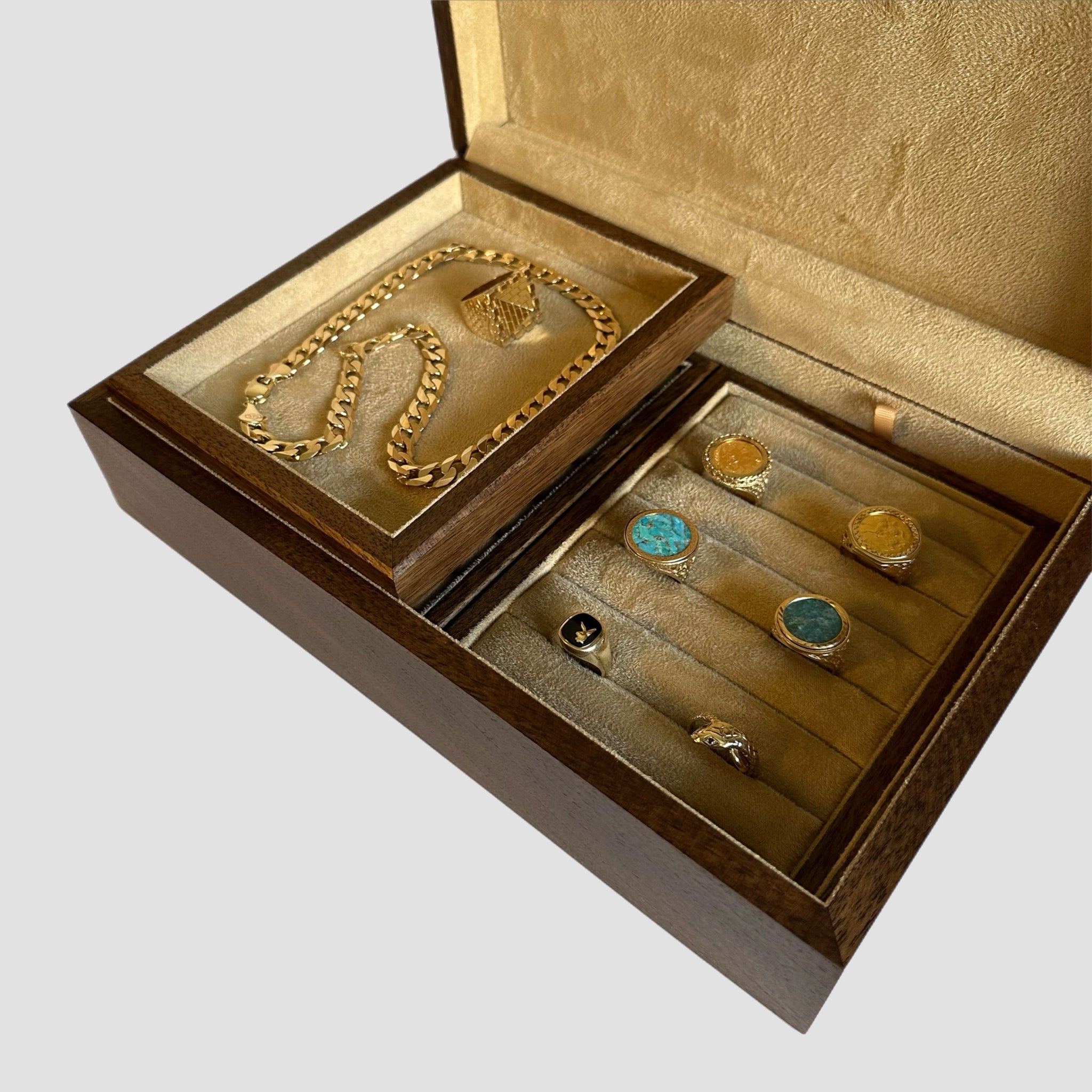 Handmade Walnut Jewellery Box Organiser