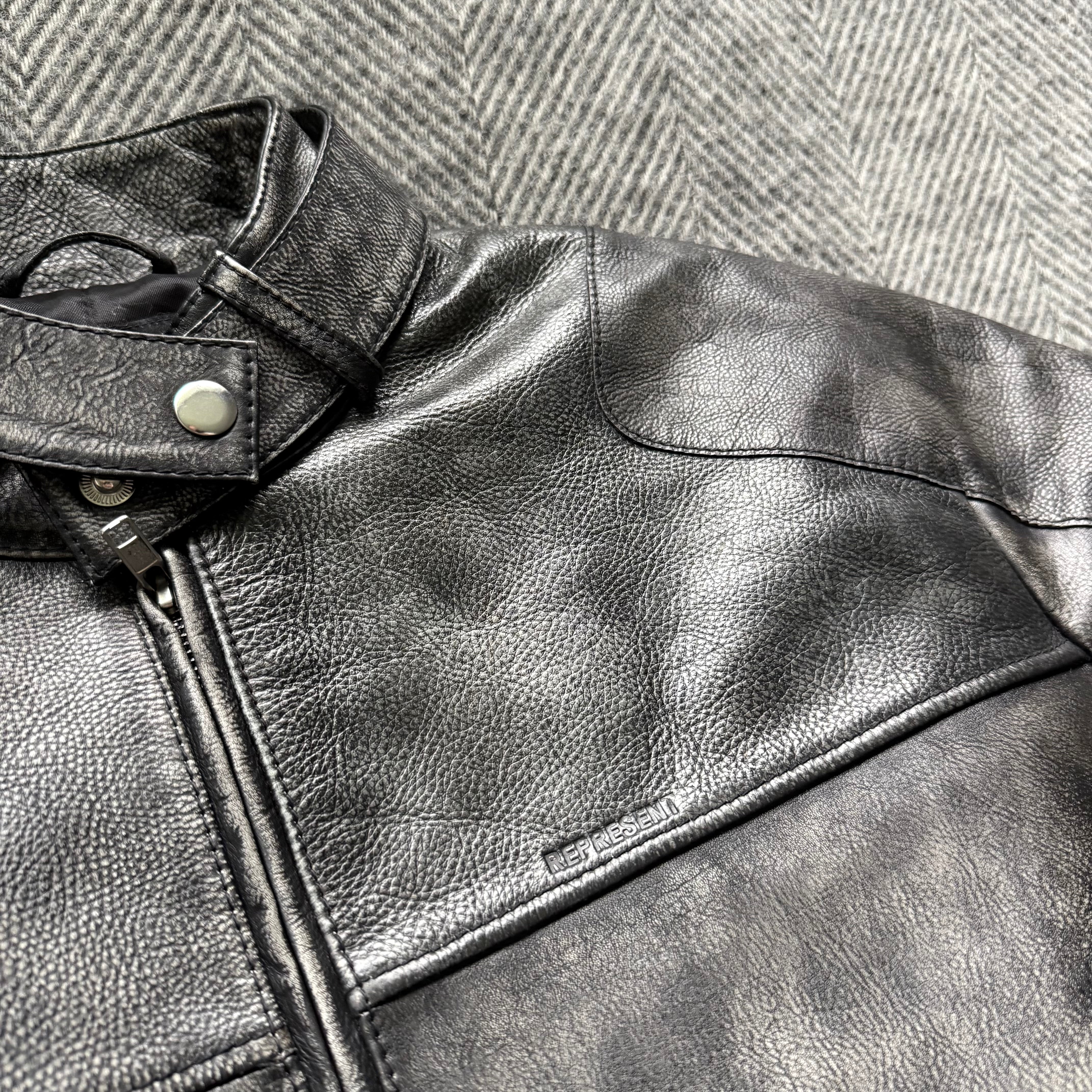 Represent Black/Grey Leather Jacket