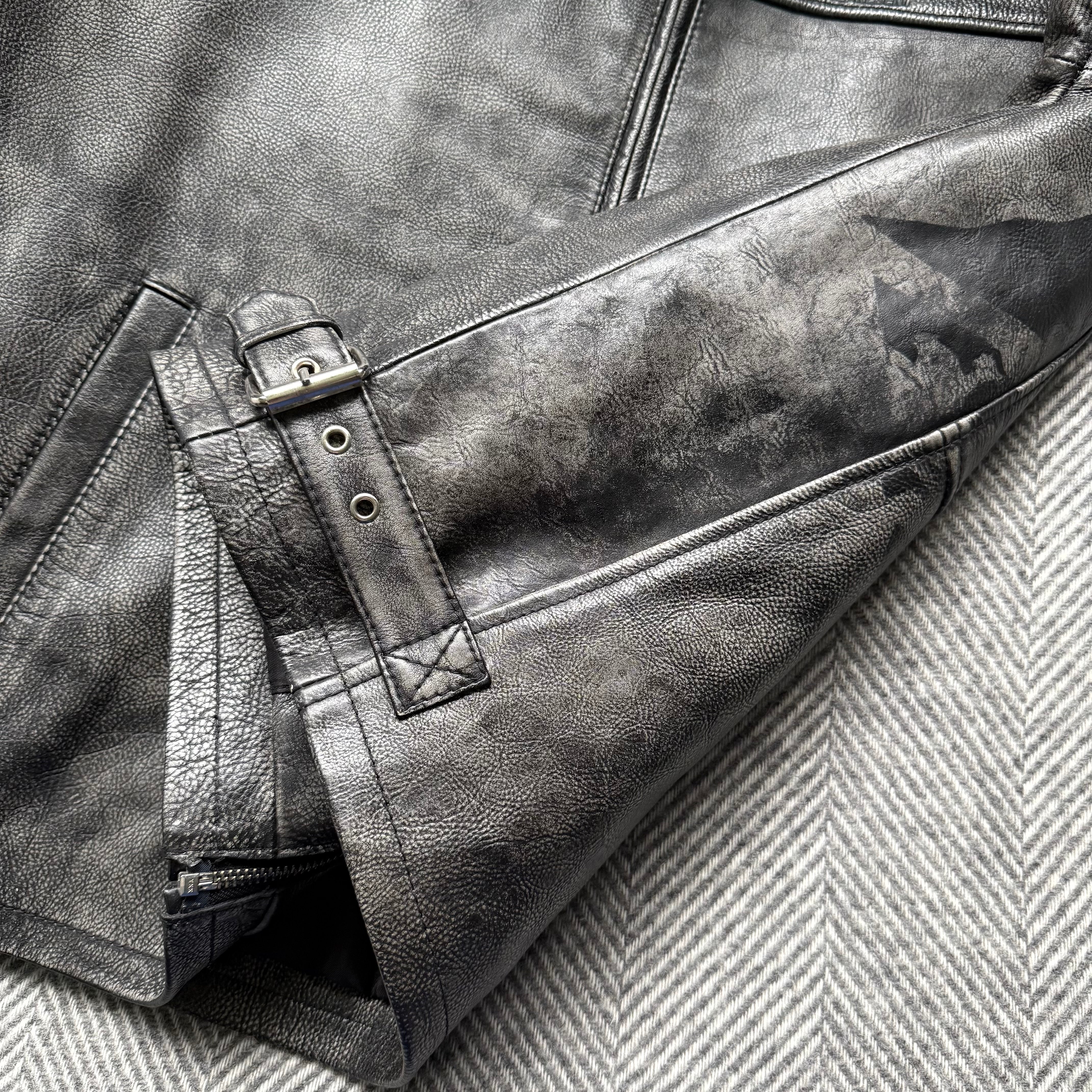 Represent Black/Grey Leather Jacket