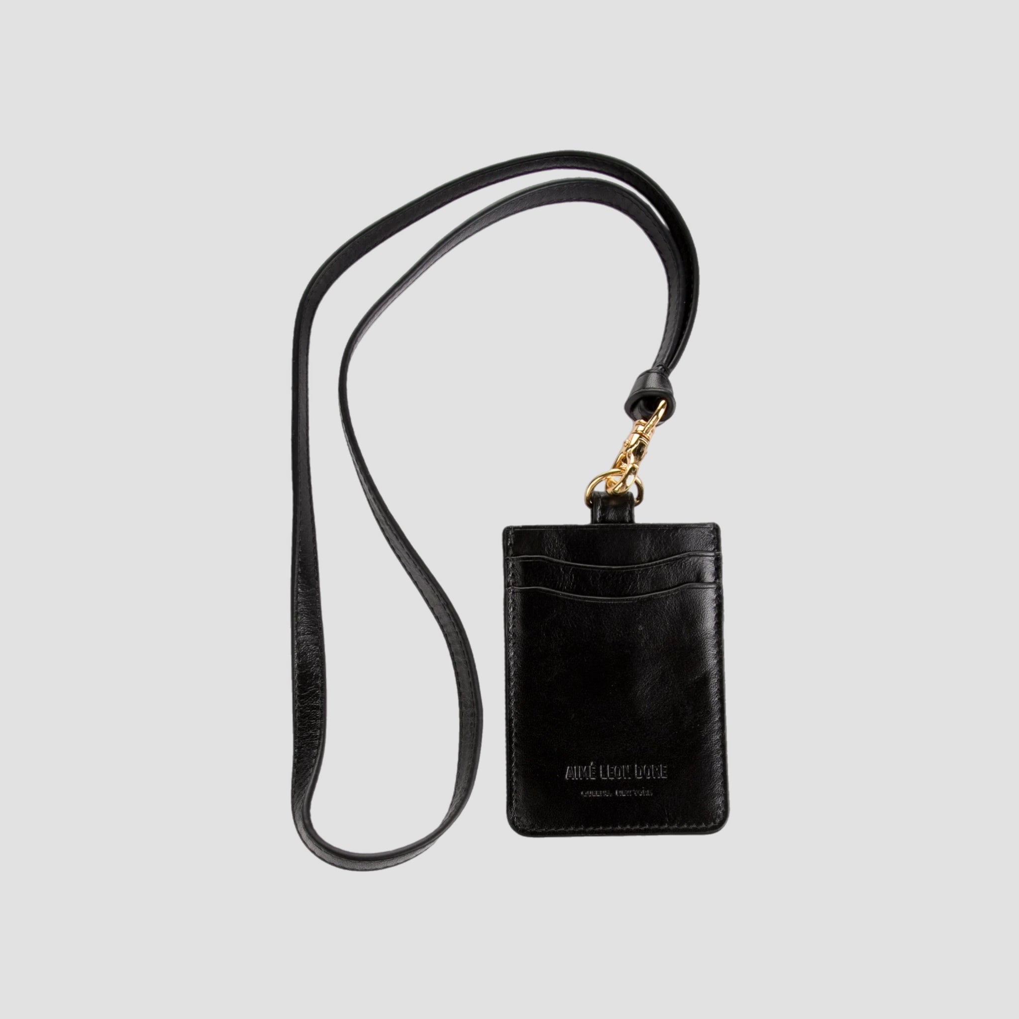Aime Leon Dore Debossed Logo Leather Card Holder Marine