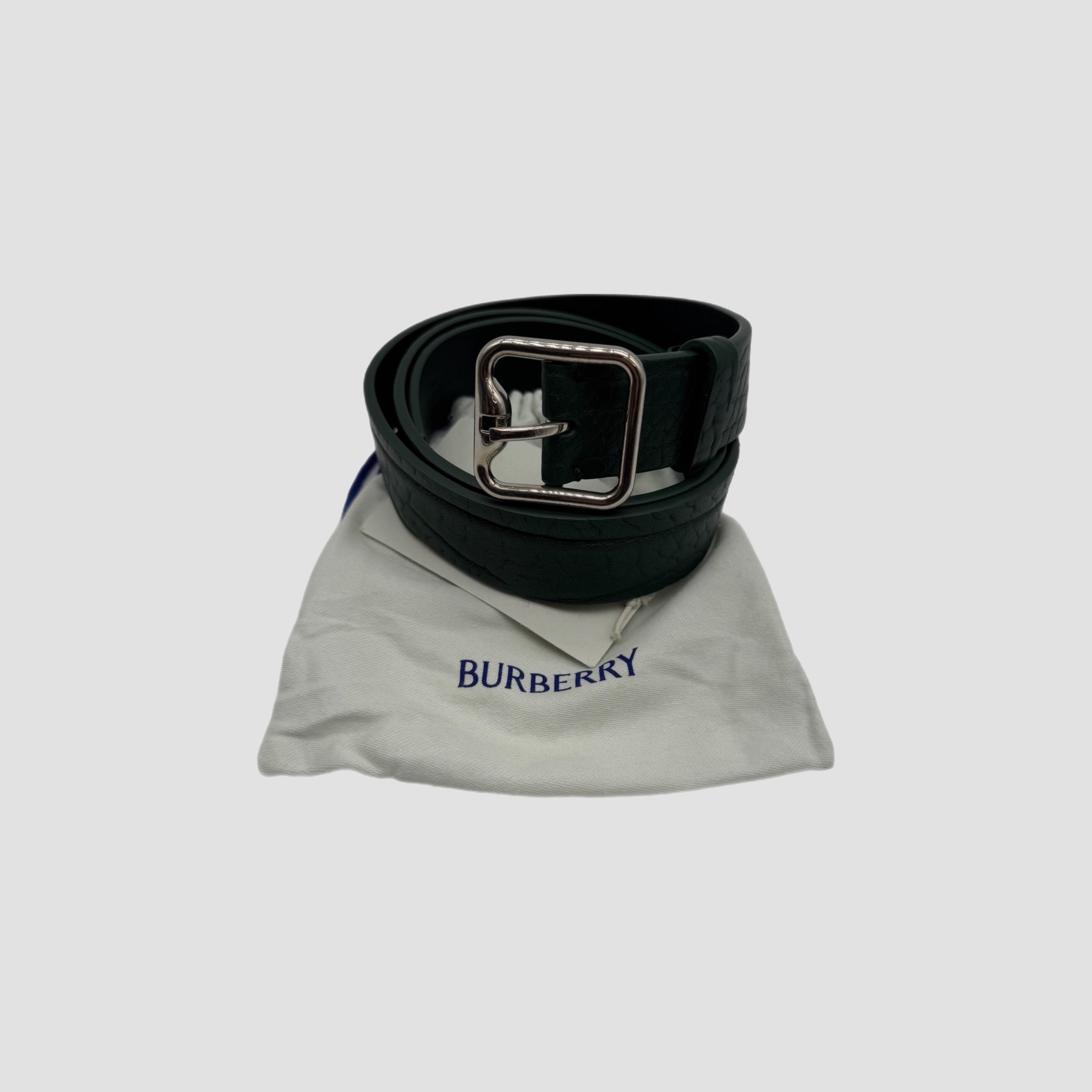 Burberry Leather B Buckle Belt Emerald Green