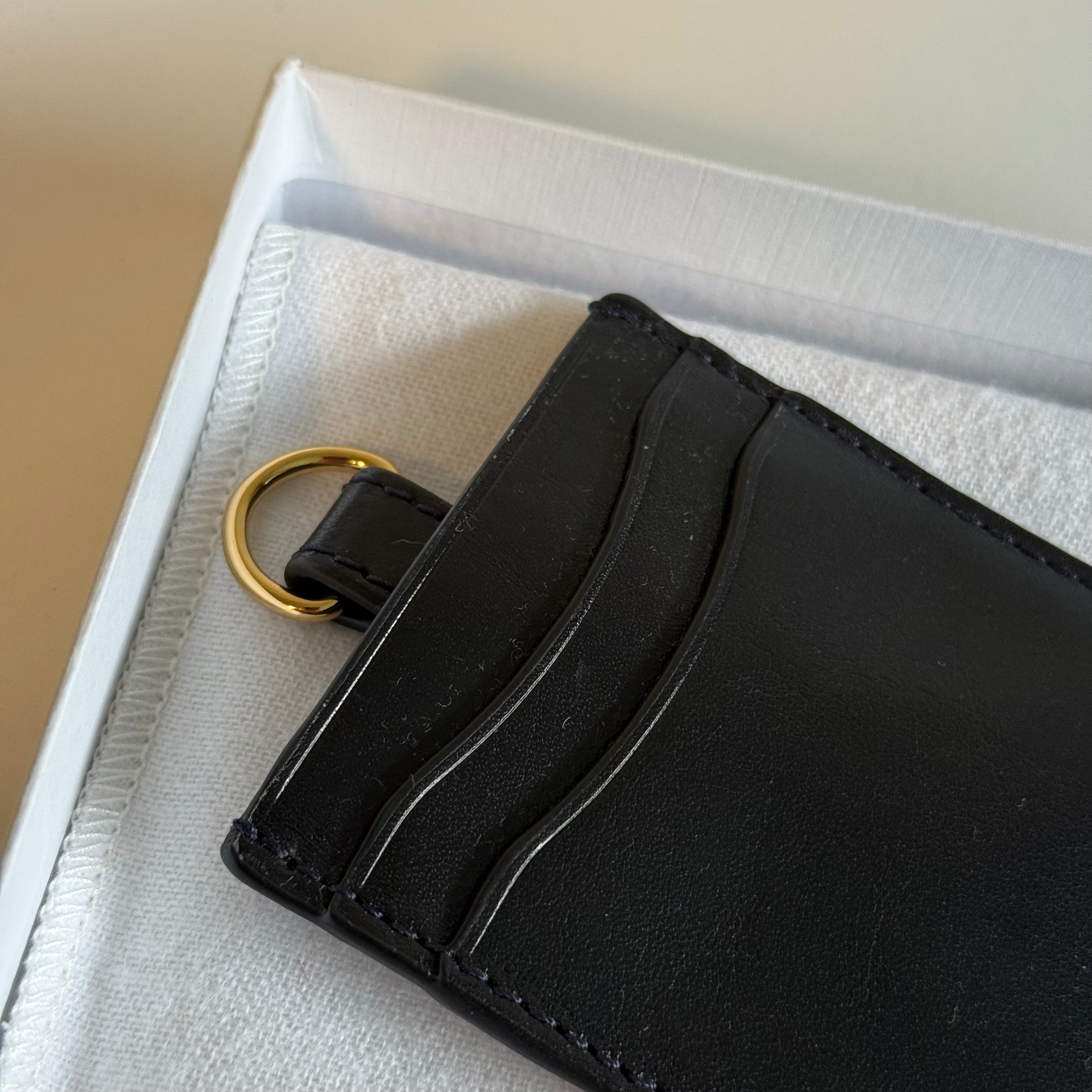 Aime Leon Dore Debossed Logo Leather Card Holder Marine