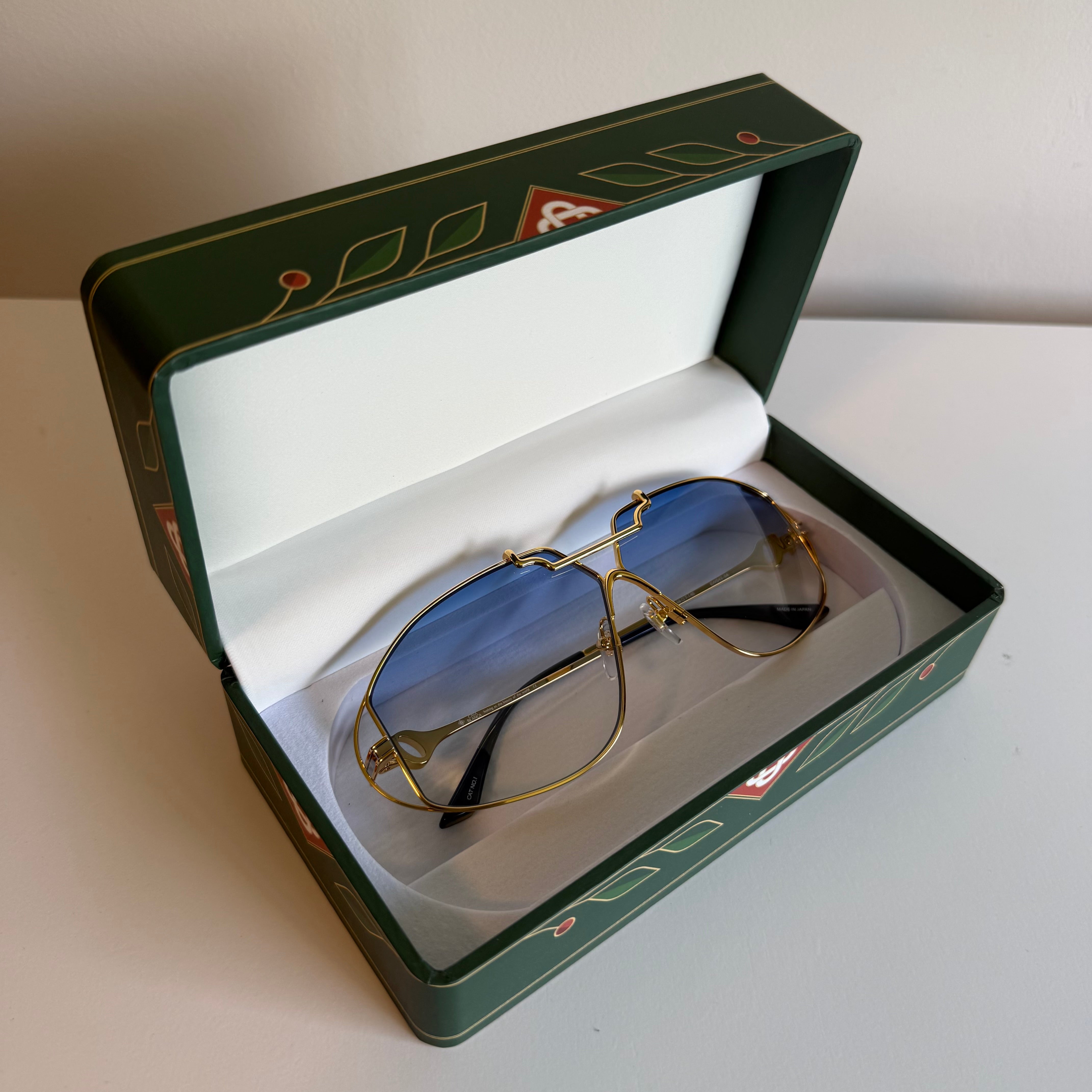 Casablanca Stainless Steel Pilot Sunglasses Blue Tint