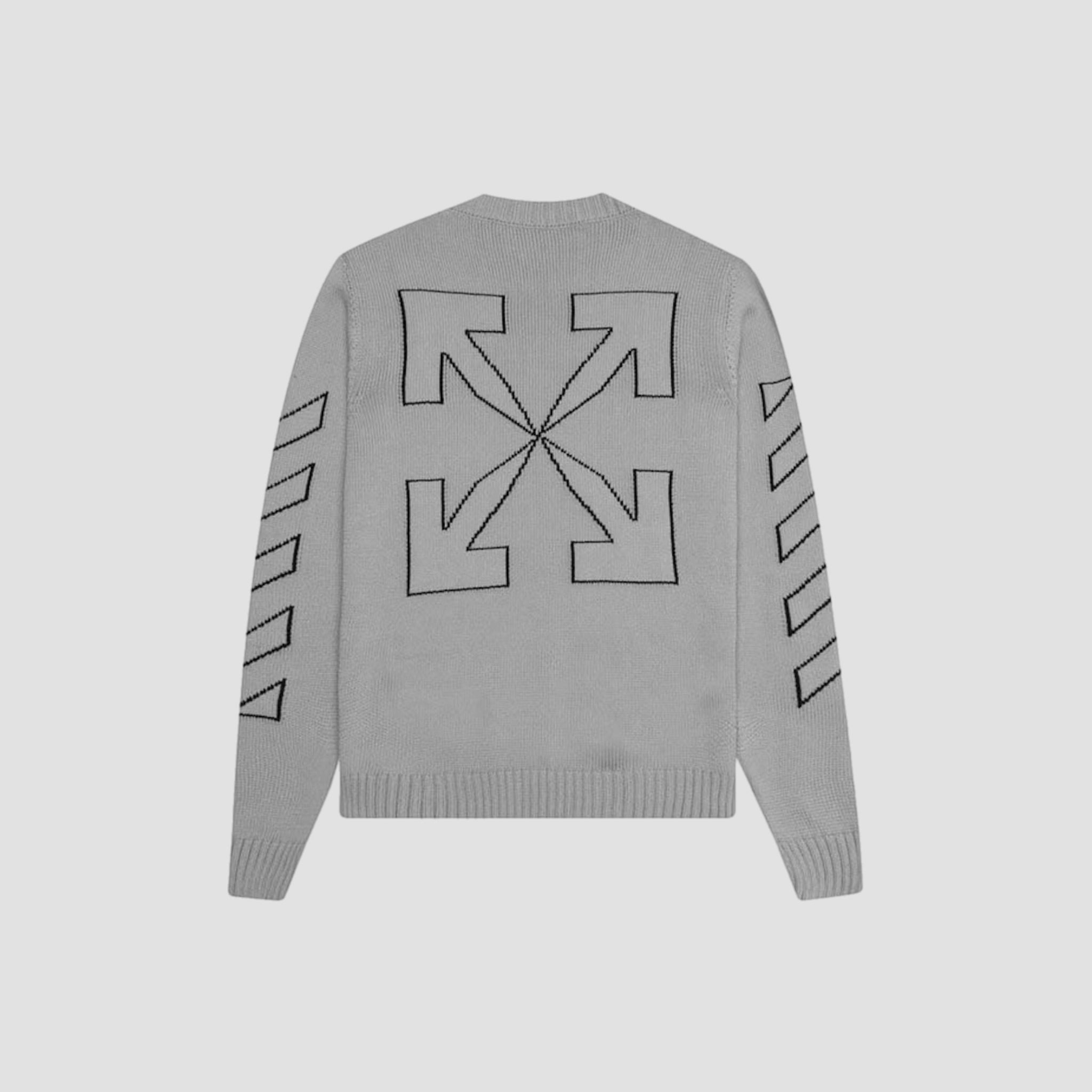 Off-White Diag Outline Knit Crewneck Grey