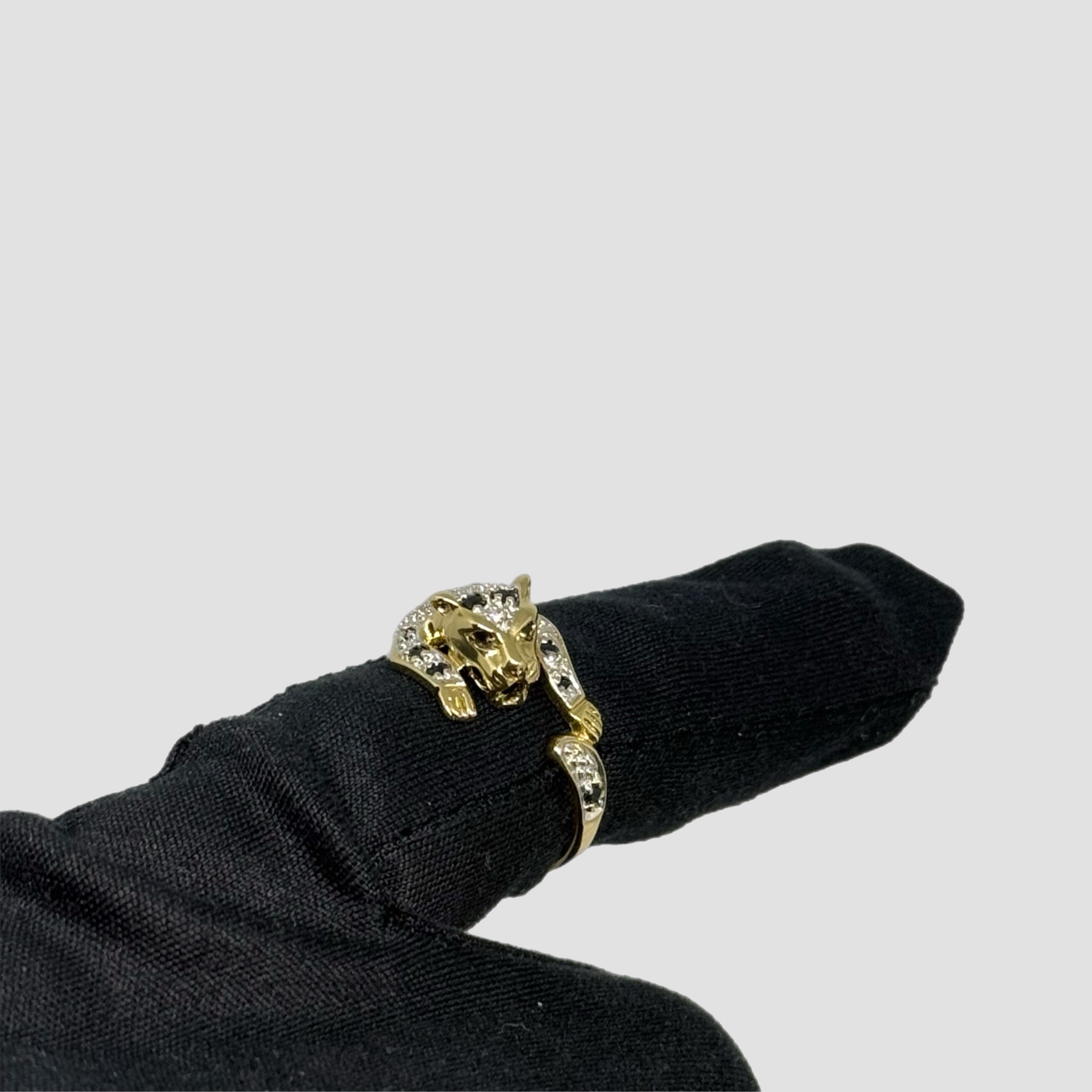 9ct Panther Diamond & Sapphire Ring