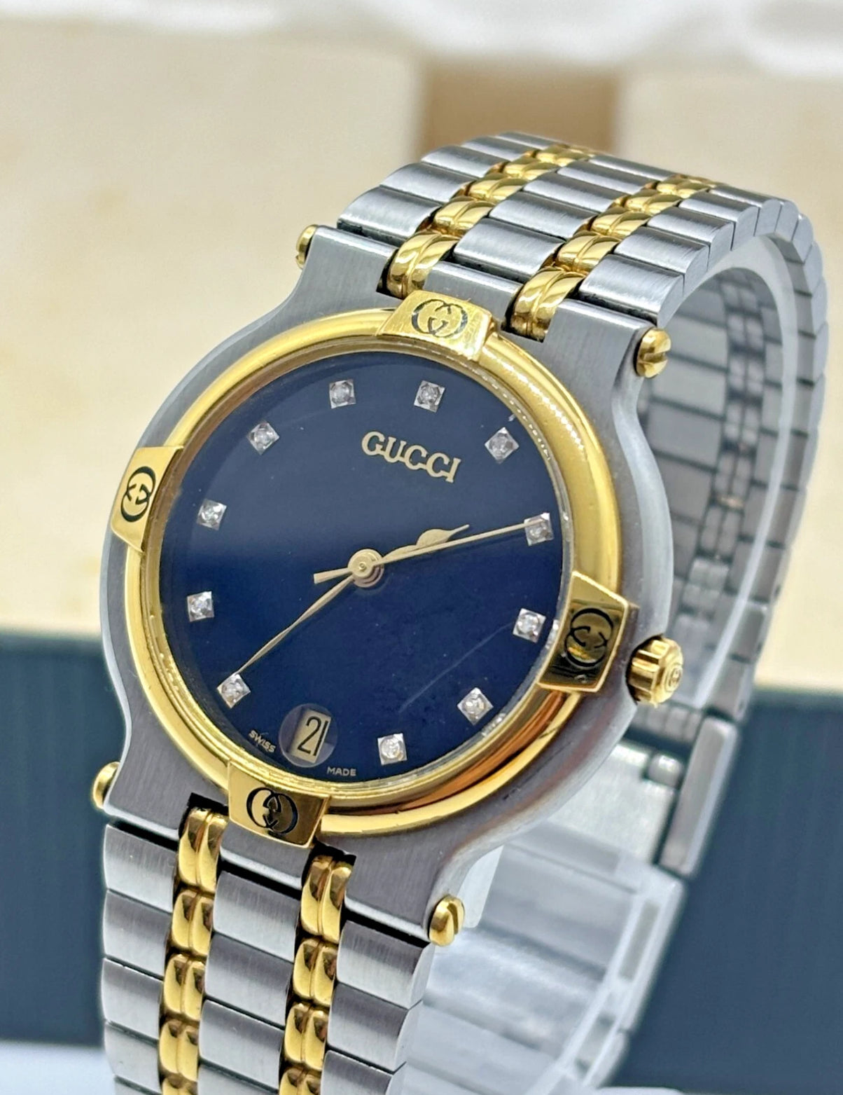 Gucci 9000M Diamond Two Tone Watch