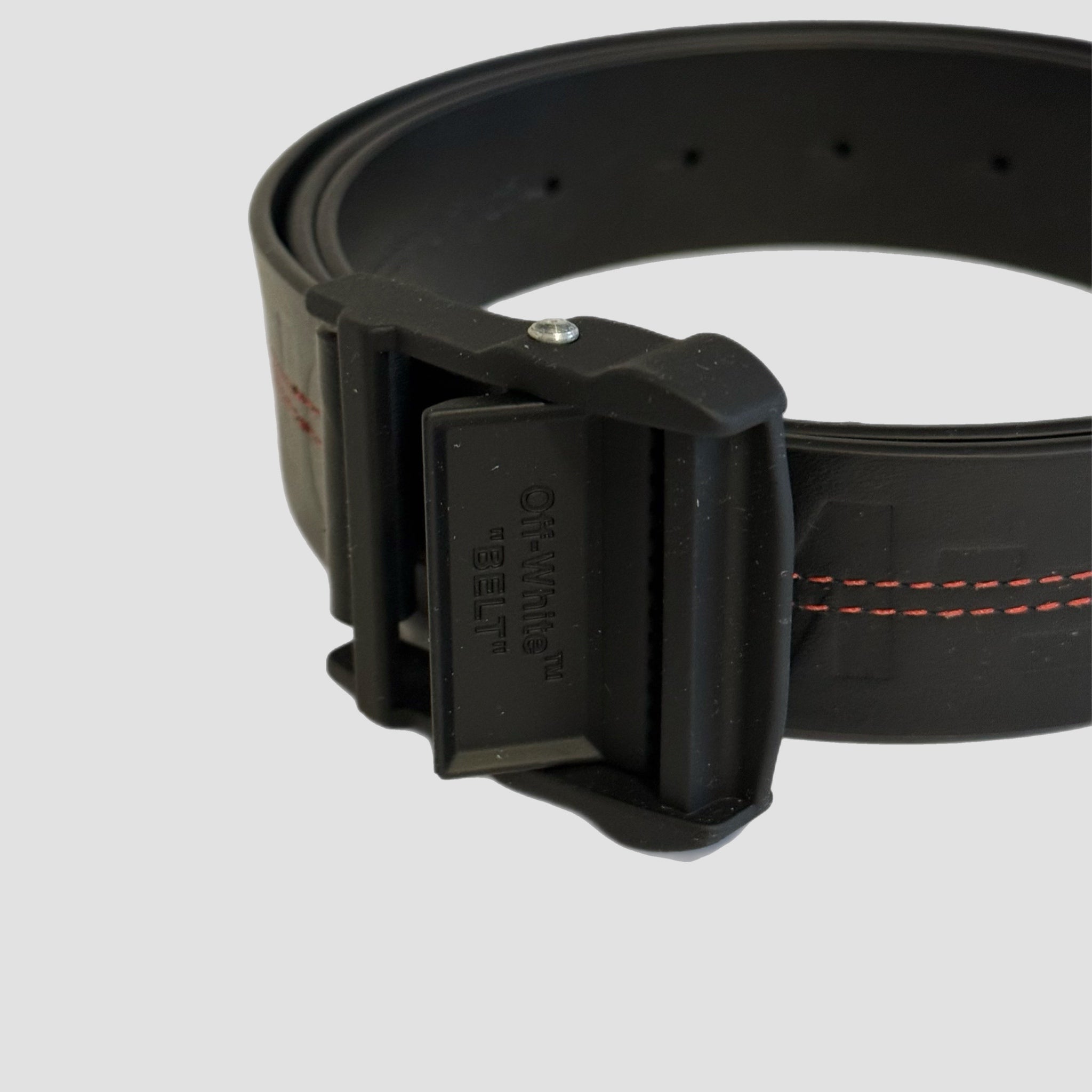 Off-White Black Leather Industrial Belt