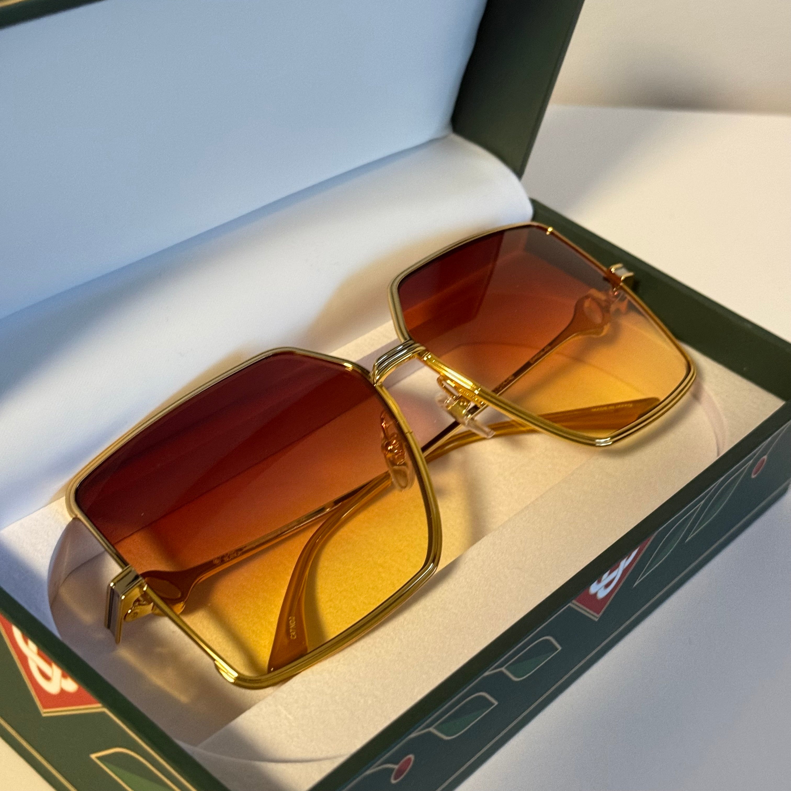Women’s Casablanca Stainless Steel Square Orange Gradient Sunglasses