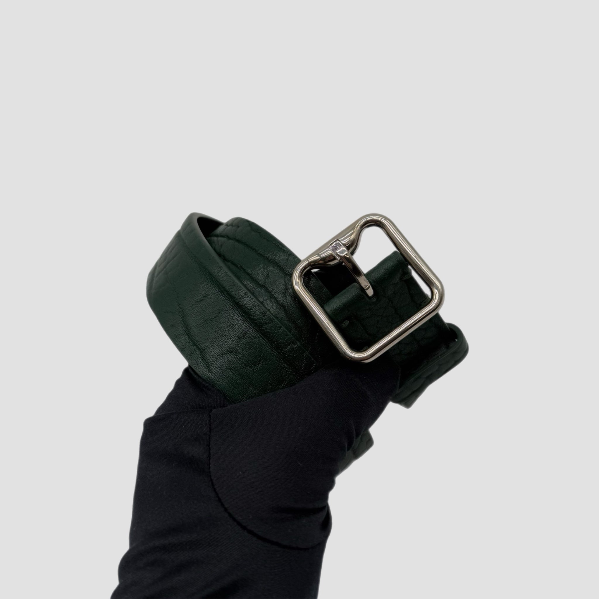 Burberry Leather B Buckle Belt Emerald Green