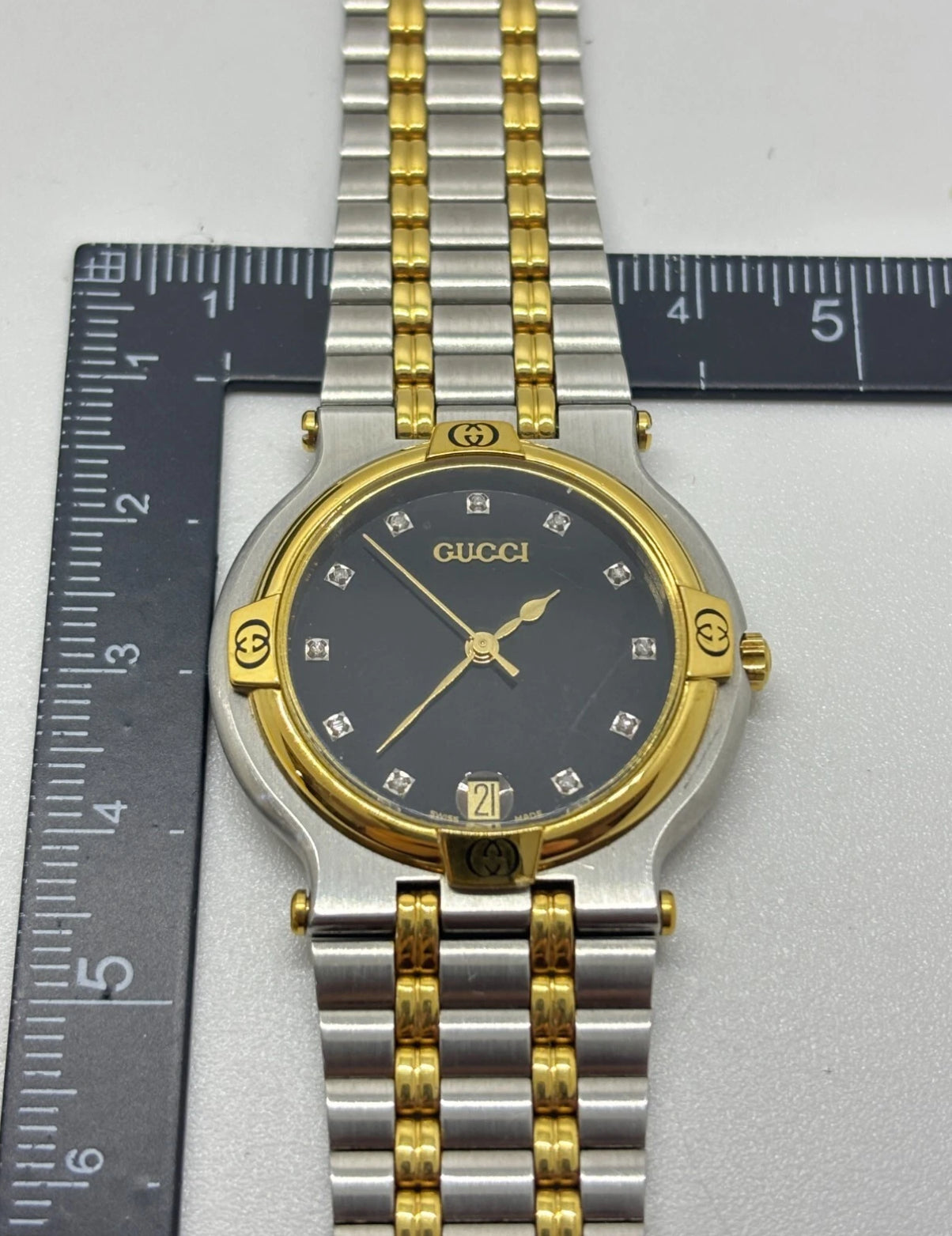 Gucci 9000M Diamond Two Tone Watch