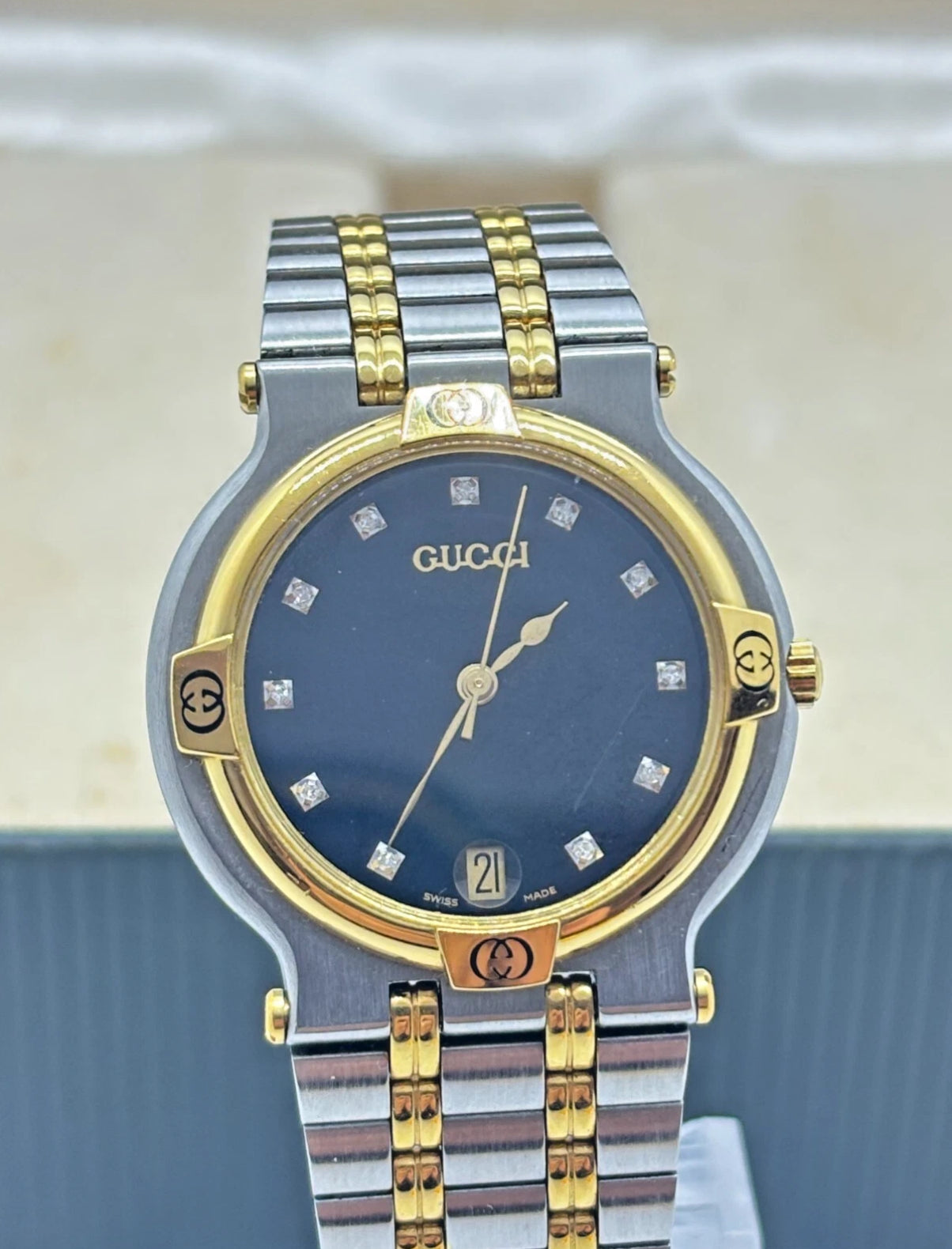 Gucci 9000M Diamond Two Tone Watch