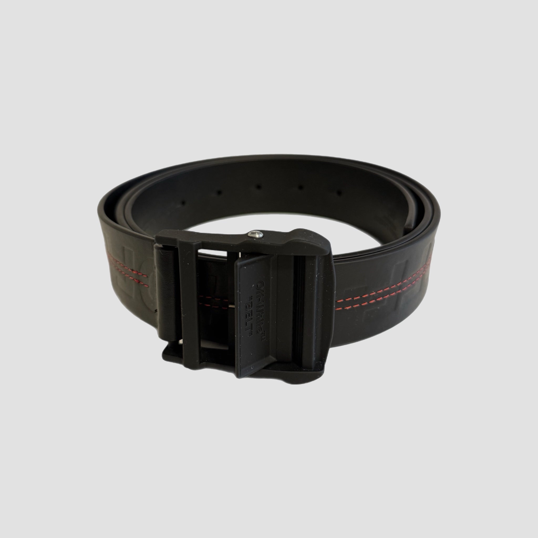 Off-White Black Leather Industrial Belt