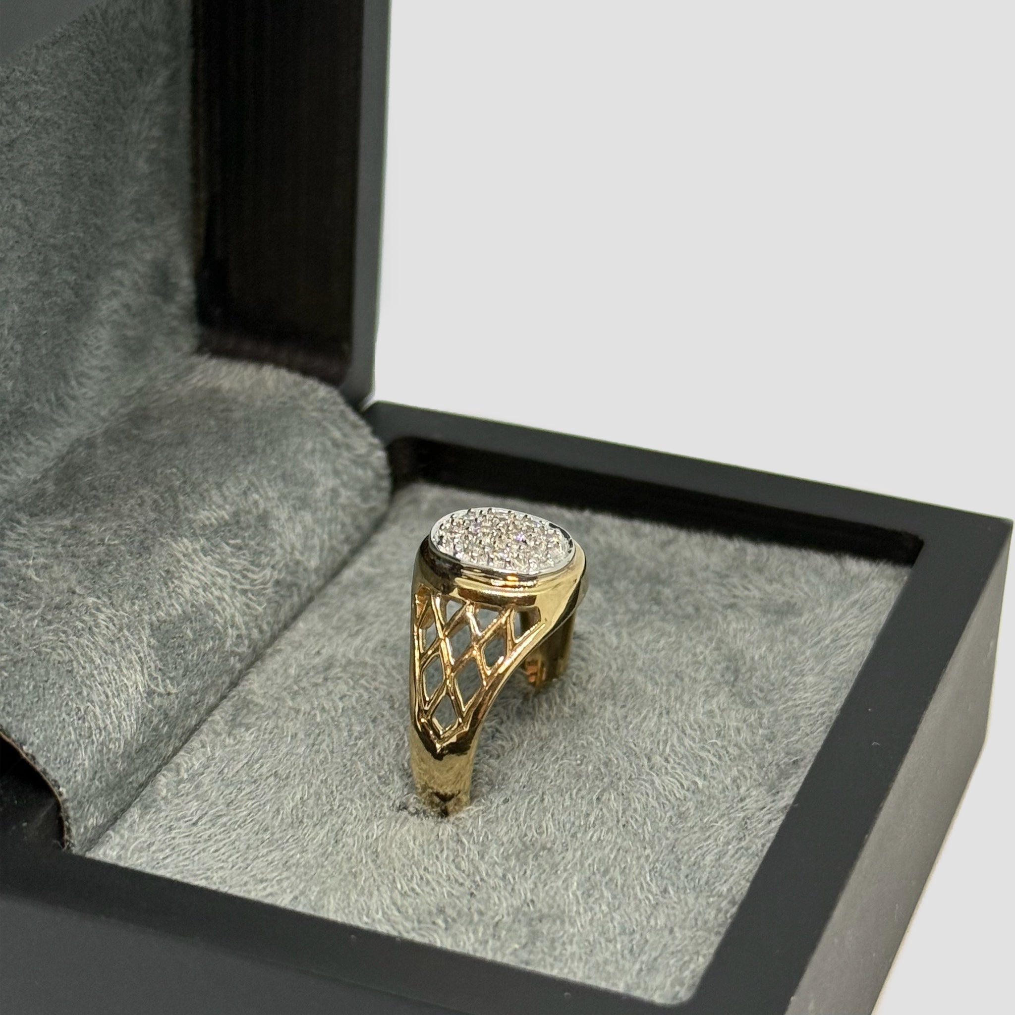 9ct Diamond Cluster Signet Ring