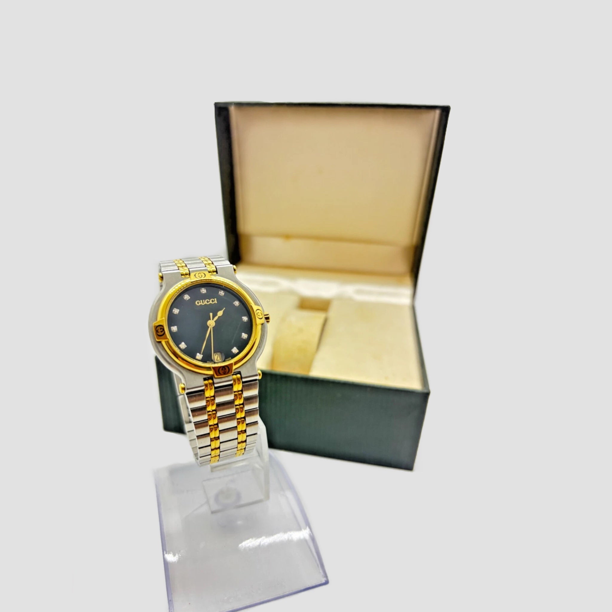 Gucci 9000M Diamond Two Tone Watch
