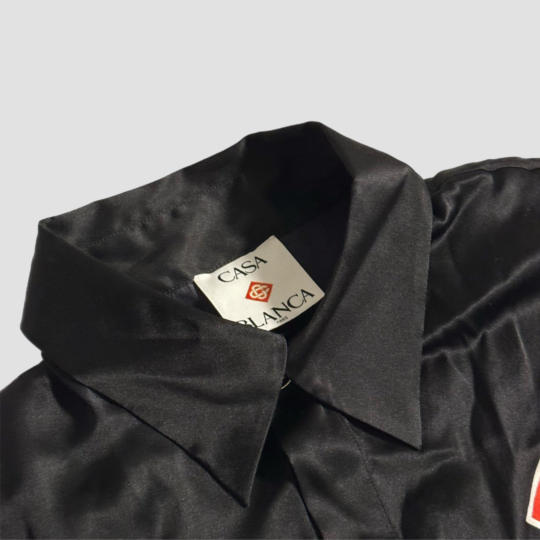 Casablanca Emblem Long Sleeve Silk Satin Shirt