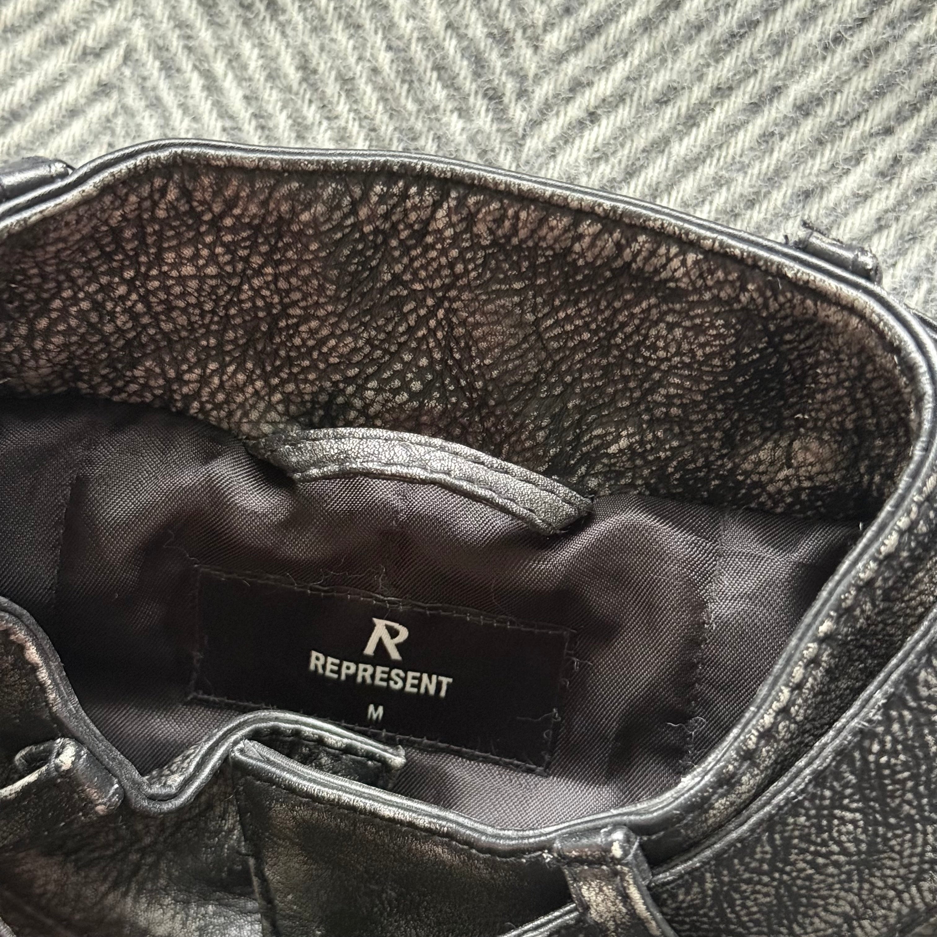 Represent Black/Grey Leather Jacket