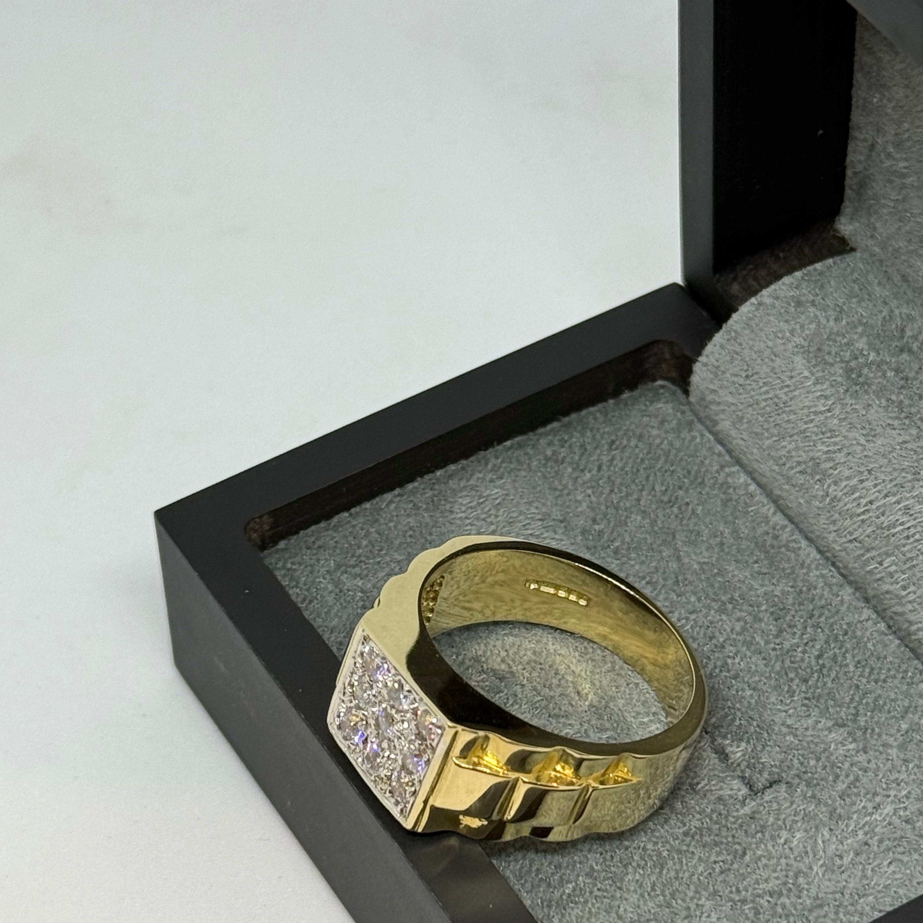 9ct Rolex Style CZ Signet Ring