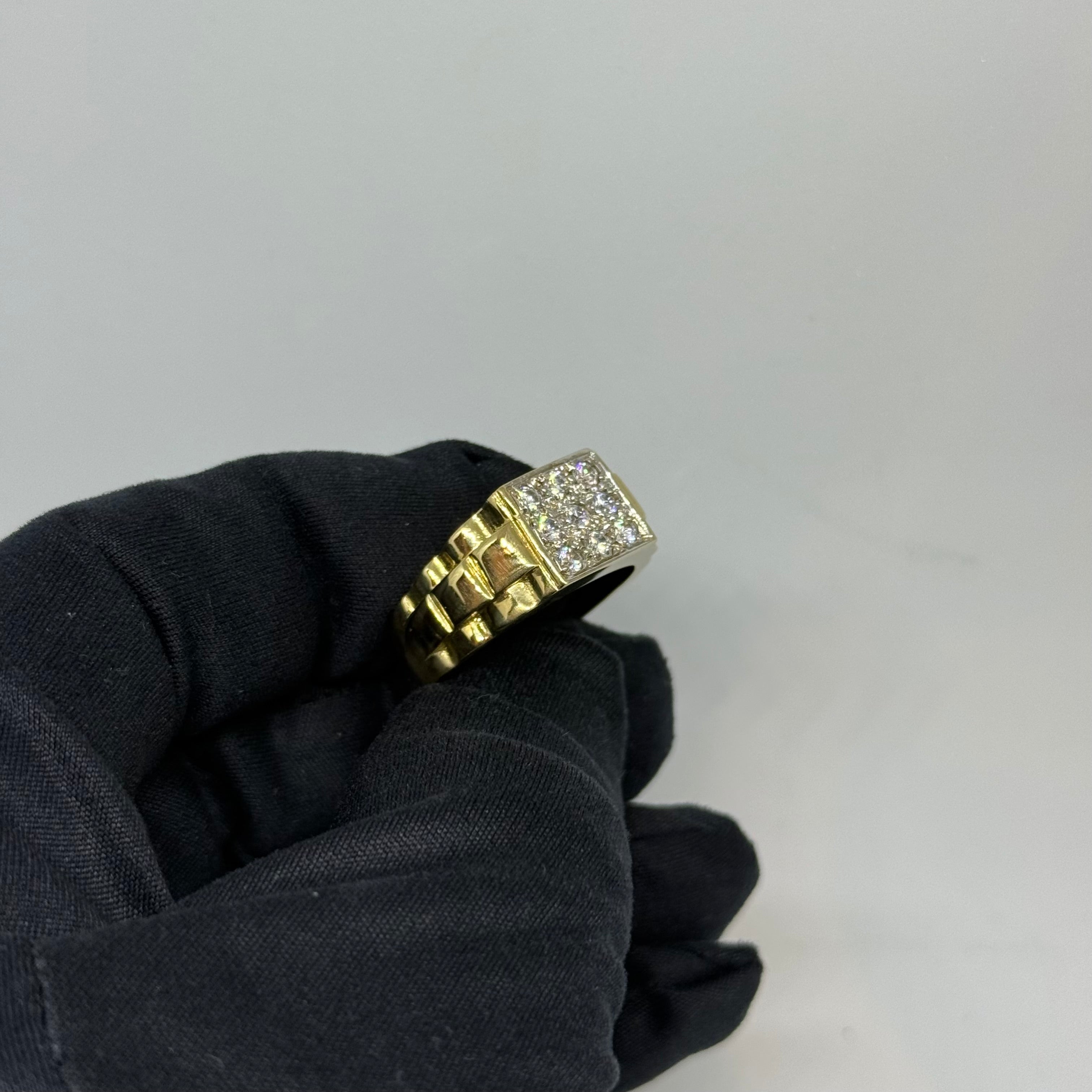 9ct Rolex Style CZ Signet Ring