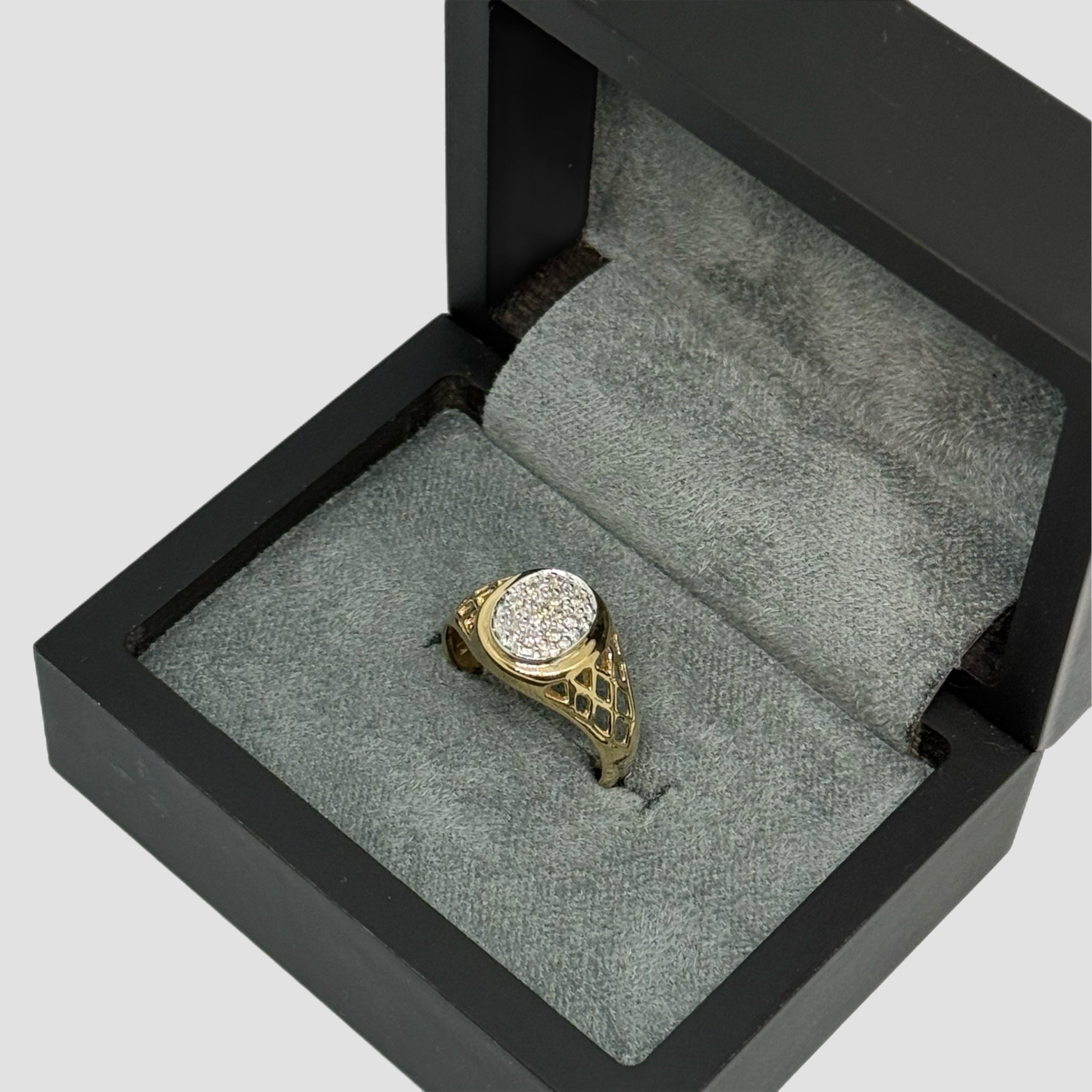 9ct Diamond Cluster Signet Ring