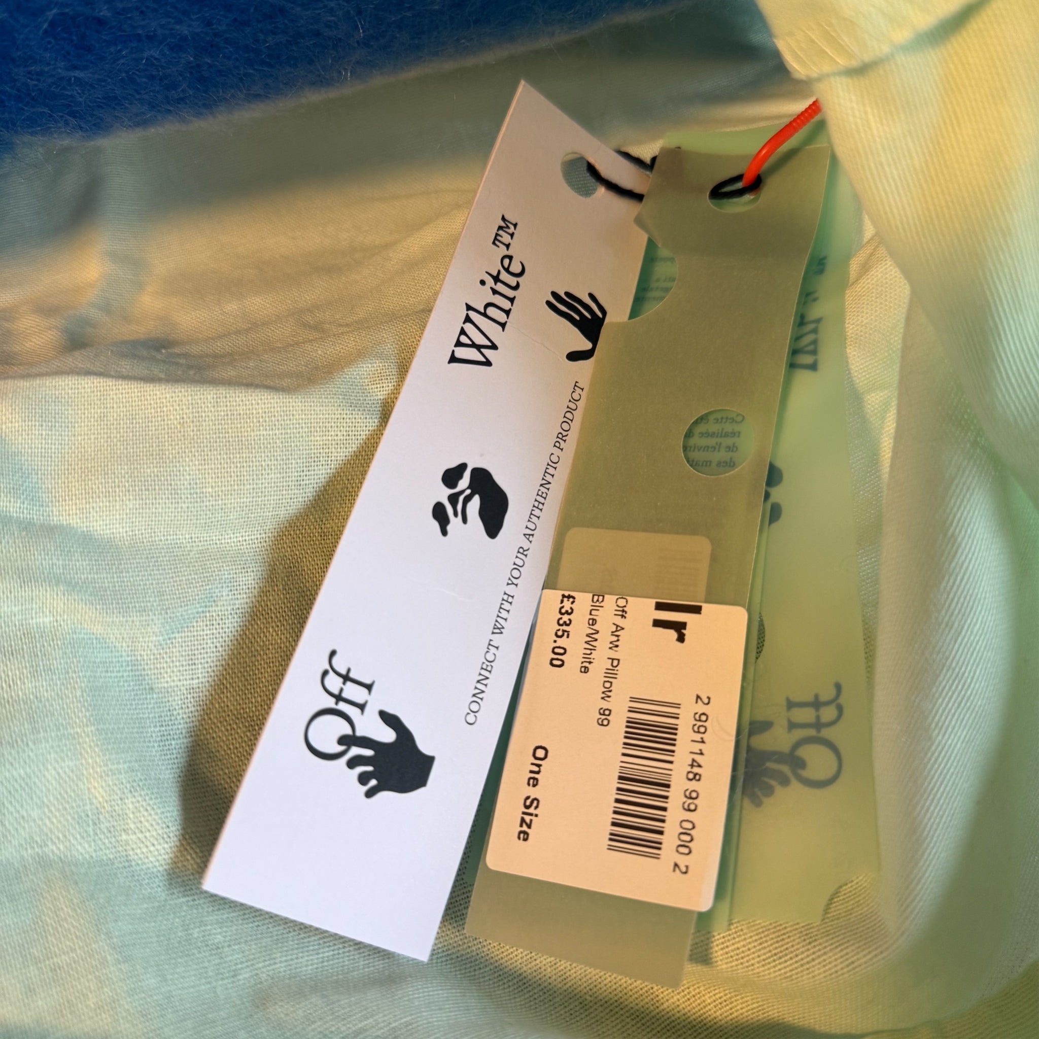 Off-White Pillow Arrow Design Blue White