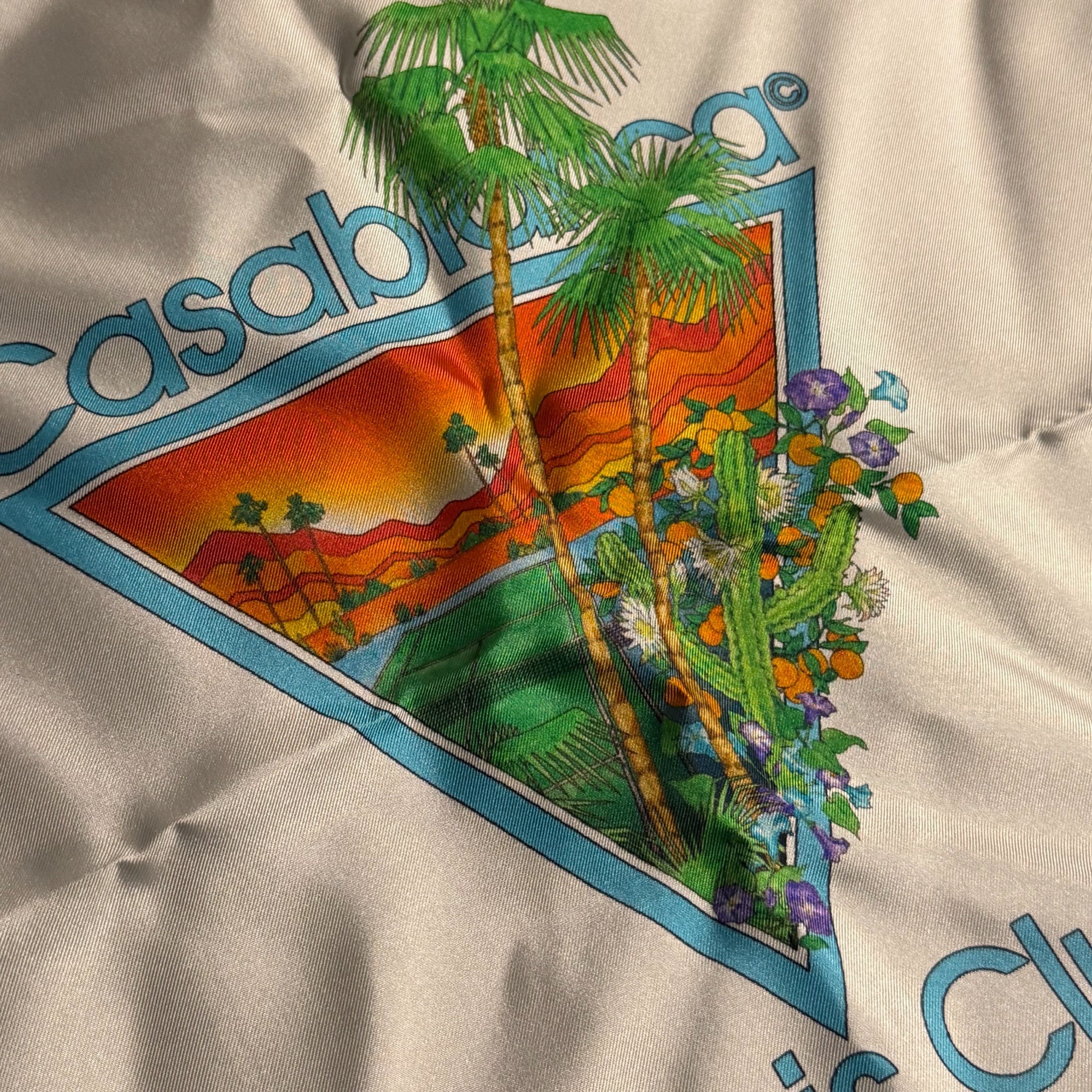 Casablanca Silk Twill Palm Springs Scarf Blue