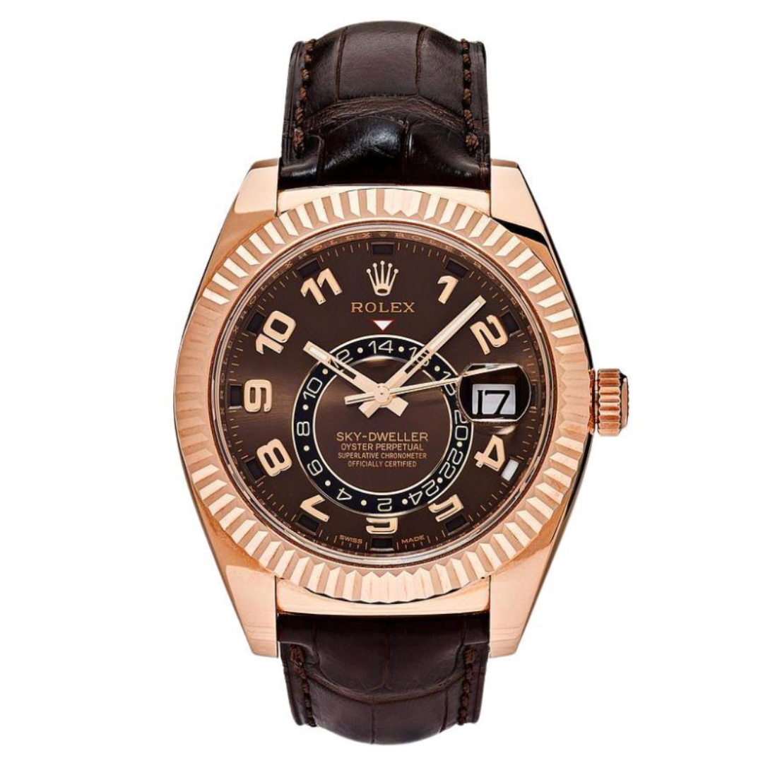 Rolex Sky-Dweller Rose Gold Chocolate Dial Leather Strap - 2015 FABRIX1