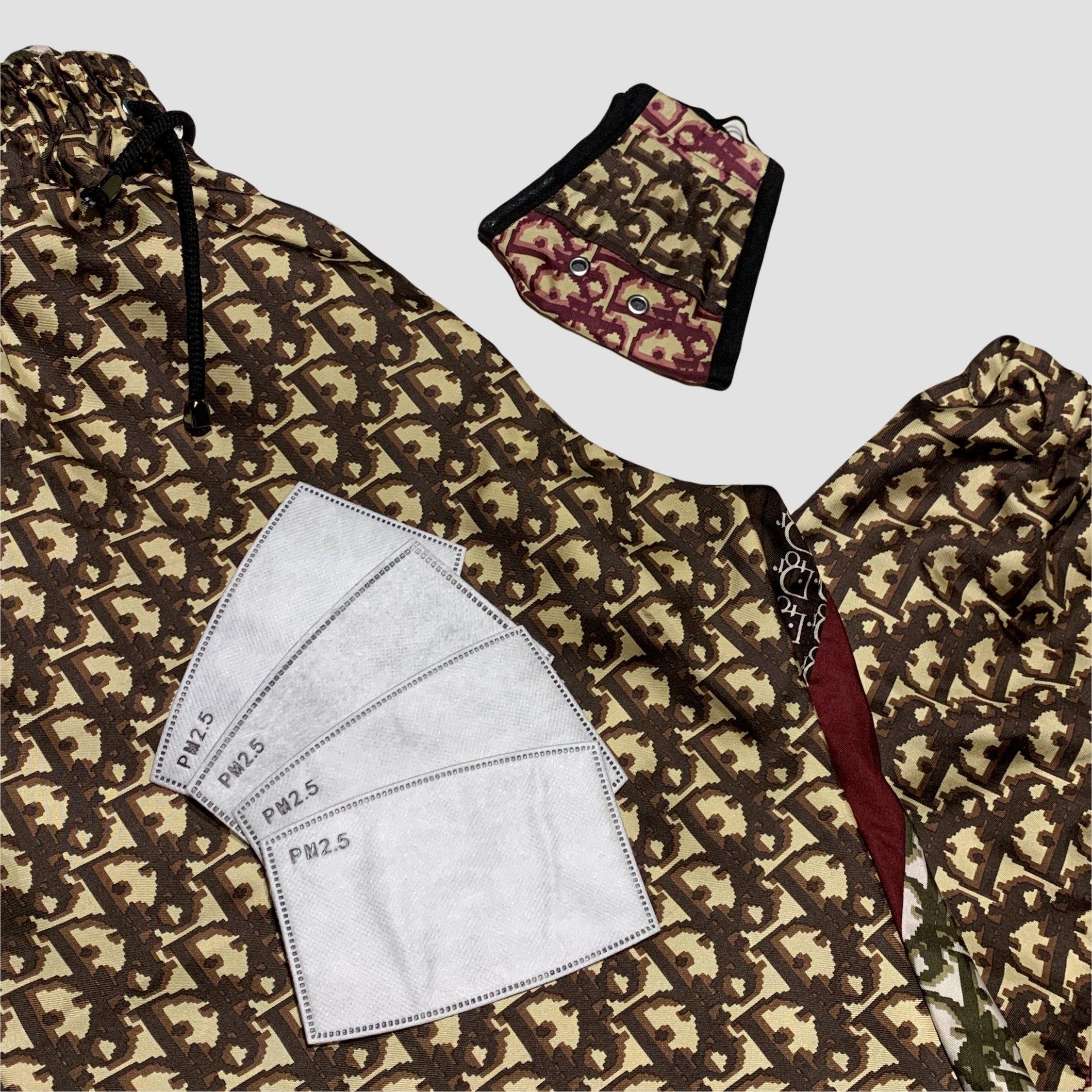 Custom Made Patchwork Monogram Joggers With Face Mask - Original Allure