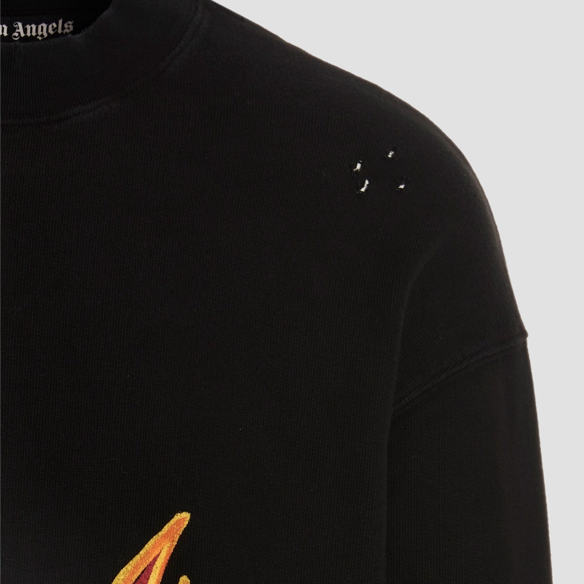 Palm Angels Graffiti Flame Crew Sweater Original Allure