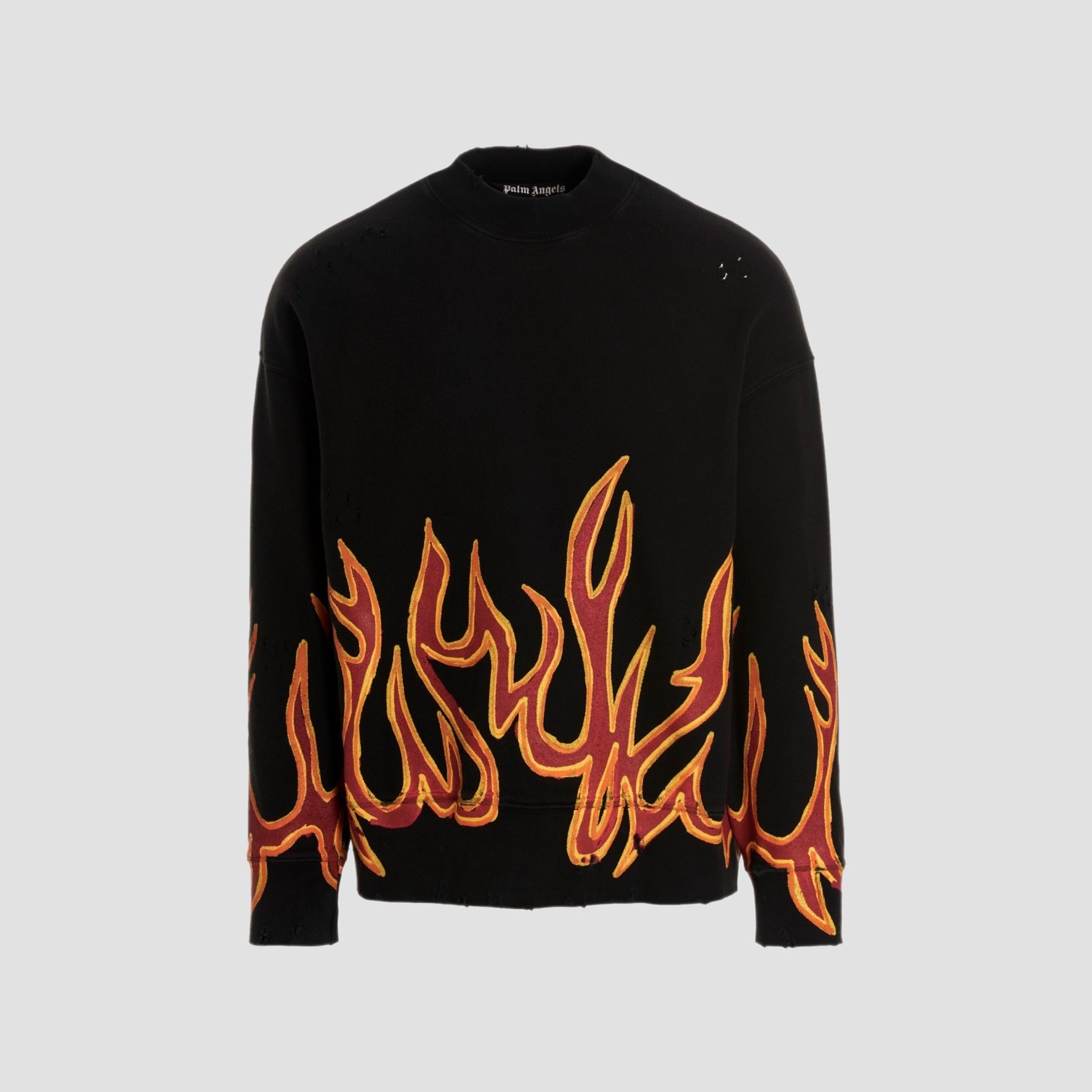 Palm Angels Graffiti Flame Crew Sweater Original Allure