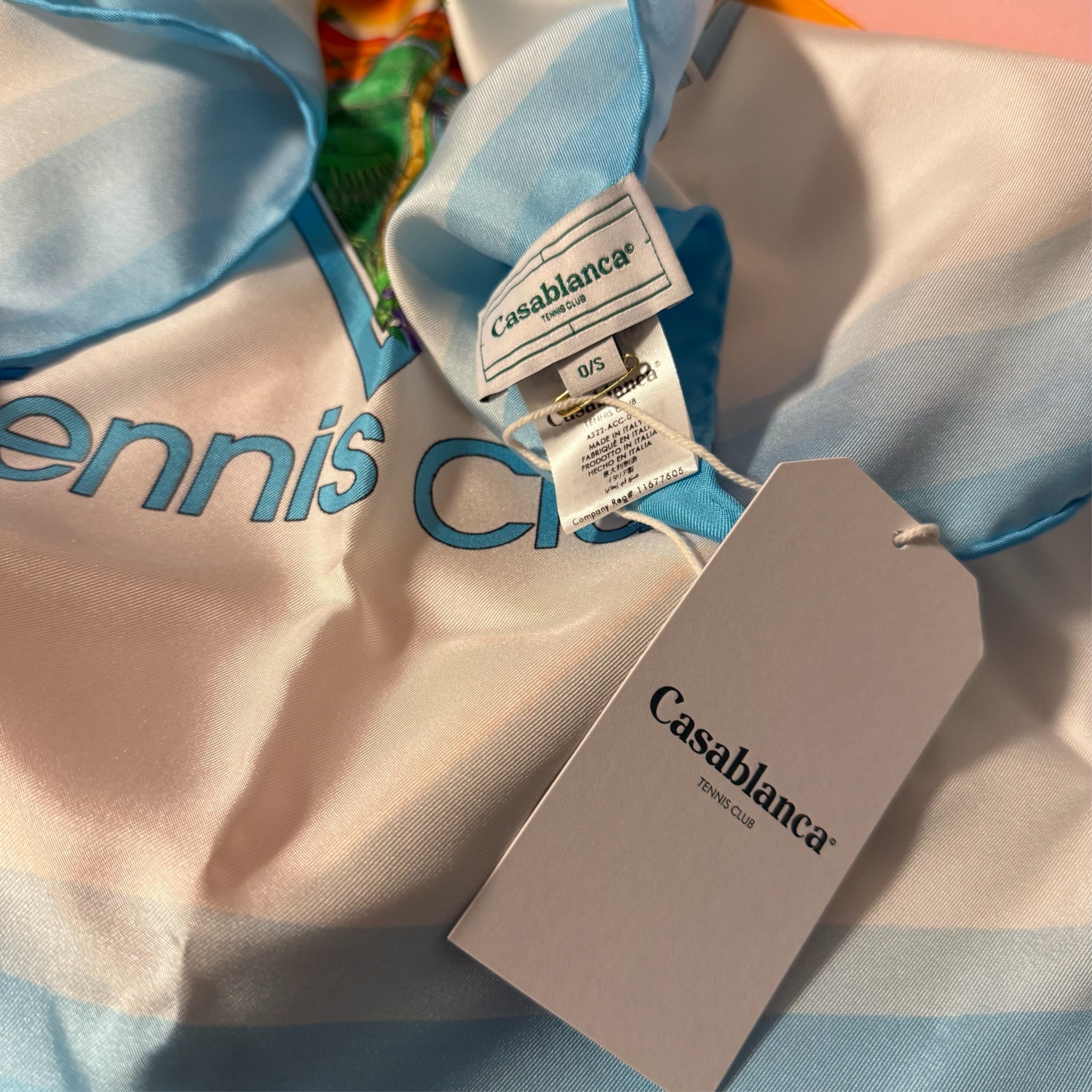 Casablanca Silk Twill Palm Springs Scarf Blue