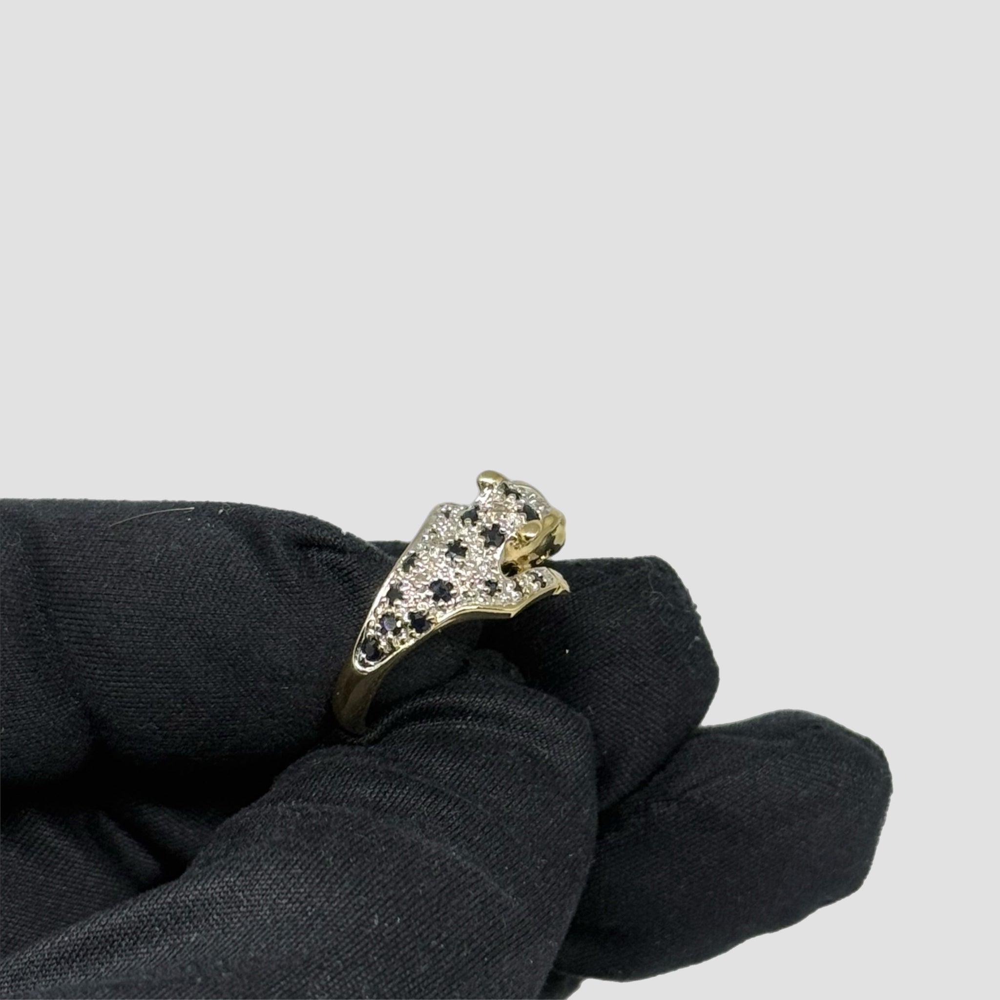 9ct Panther Diamond & Sapphire Ring
