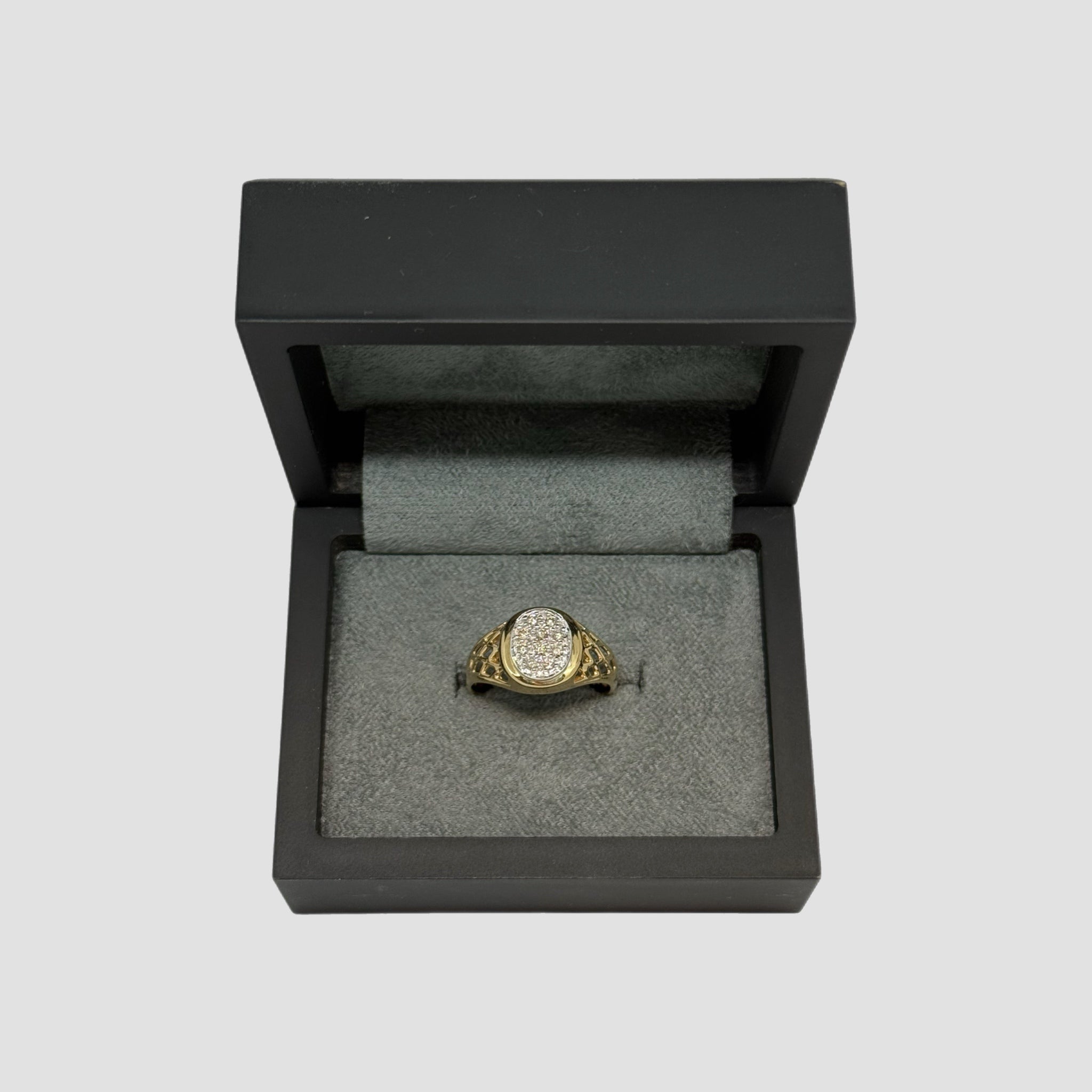 9ct Diamond Cluster Signet Ring