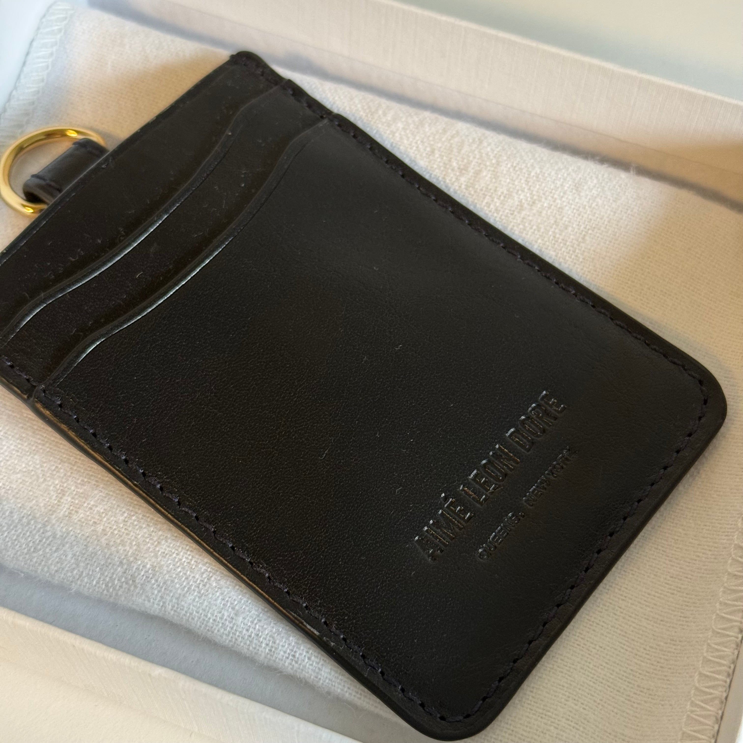 Aime Leon Dore Debossed Logo Leather Card Holder Marine
