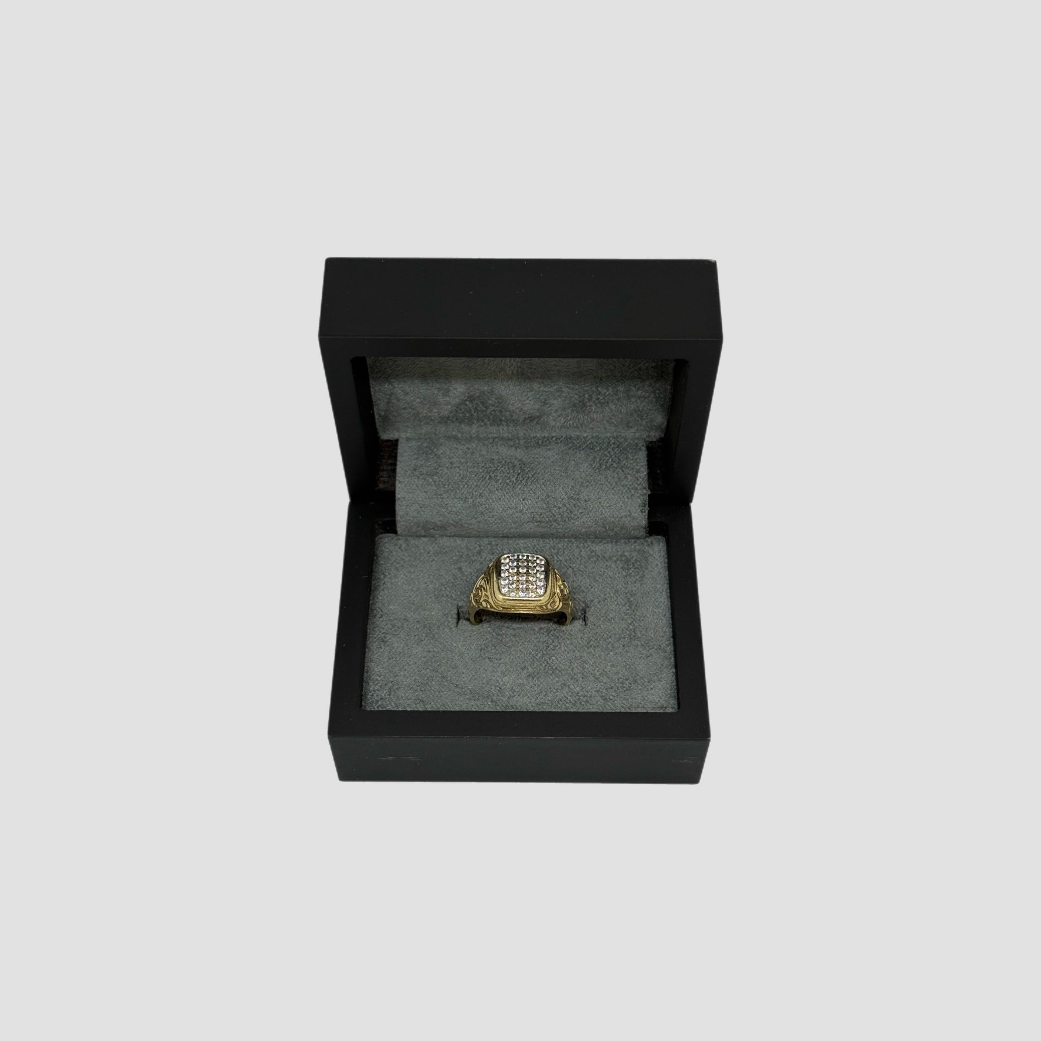 9ct Diamond Cluster Signet Ring