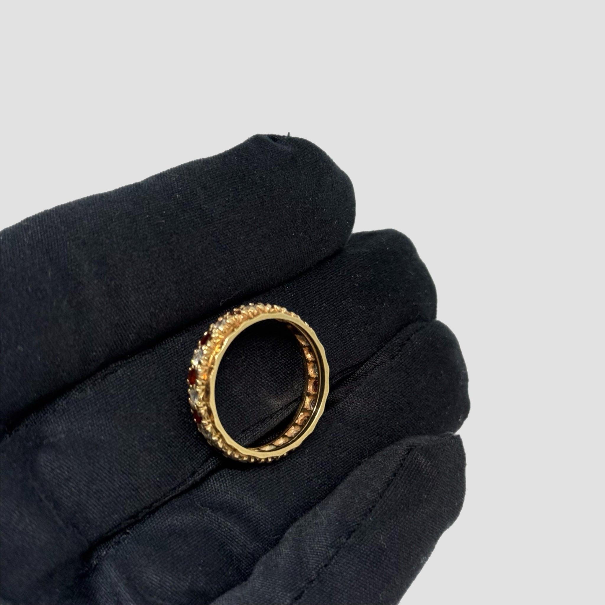 9ct Garnet And Diamond Full Eternity Ring