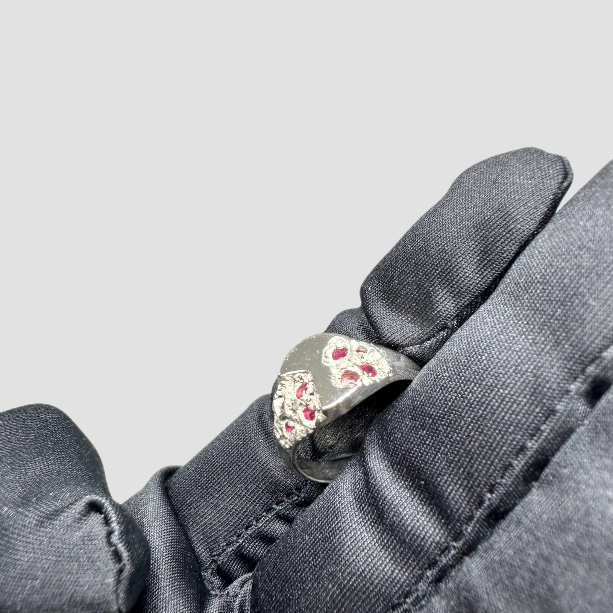 Handmade Sterling Silver Signet Ring With Natural Rubies Original Allure