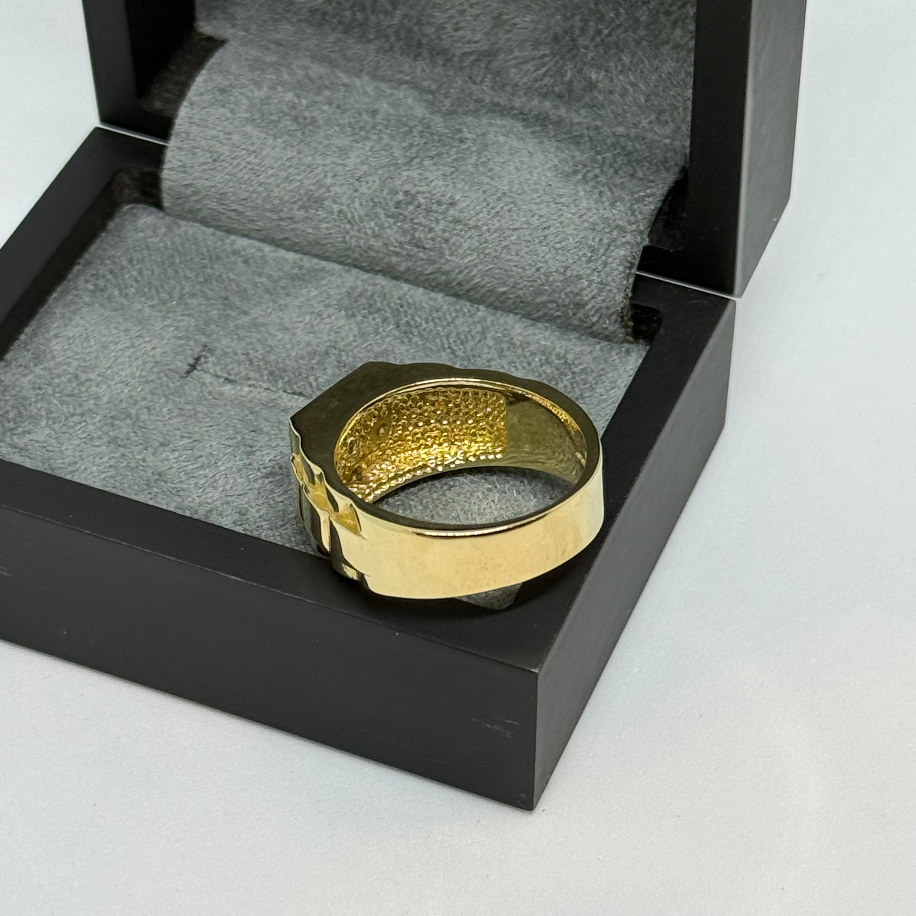 9ct Rolex Style CZ Signet Ring