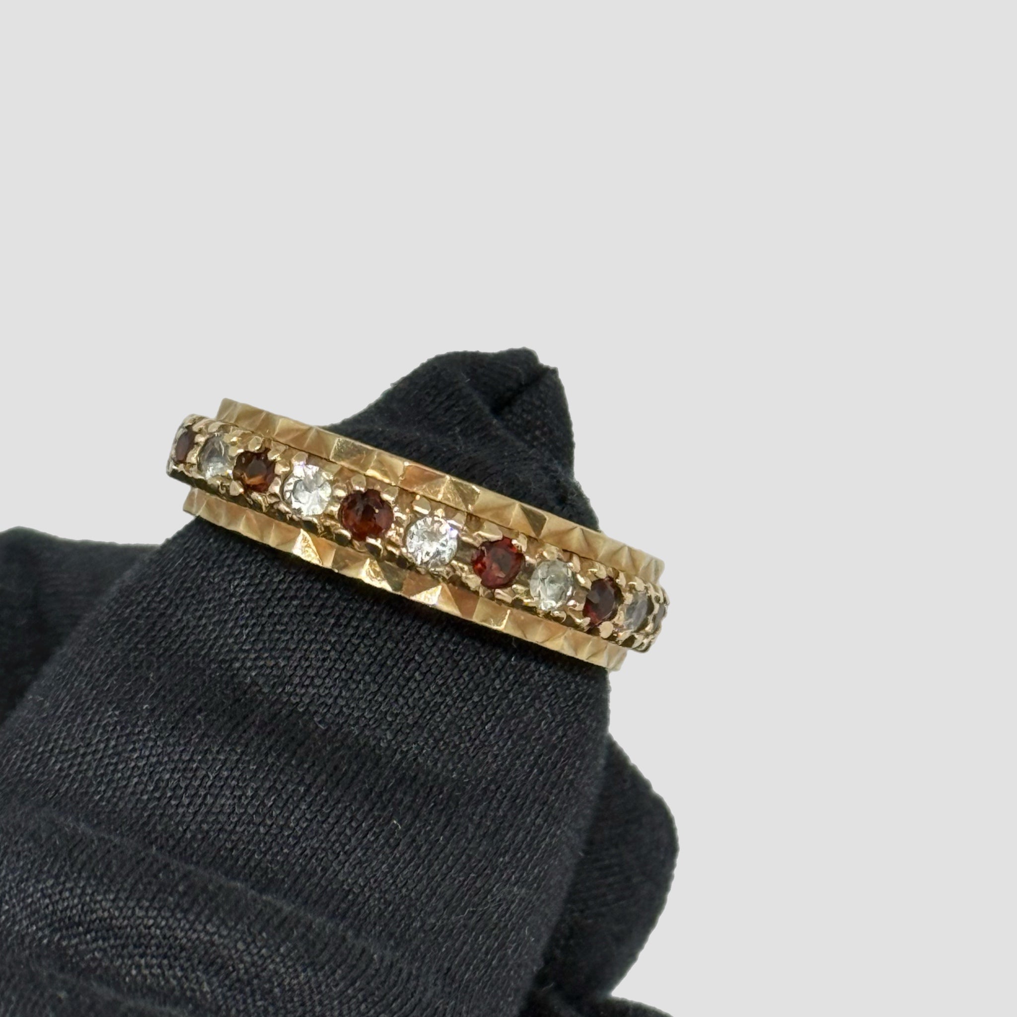 9ct Garnet And Diamond Full Eternity Ring