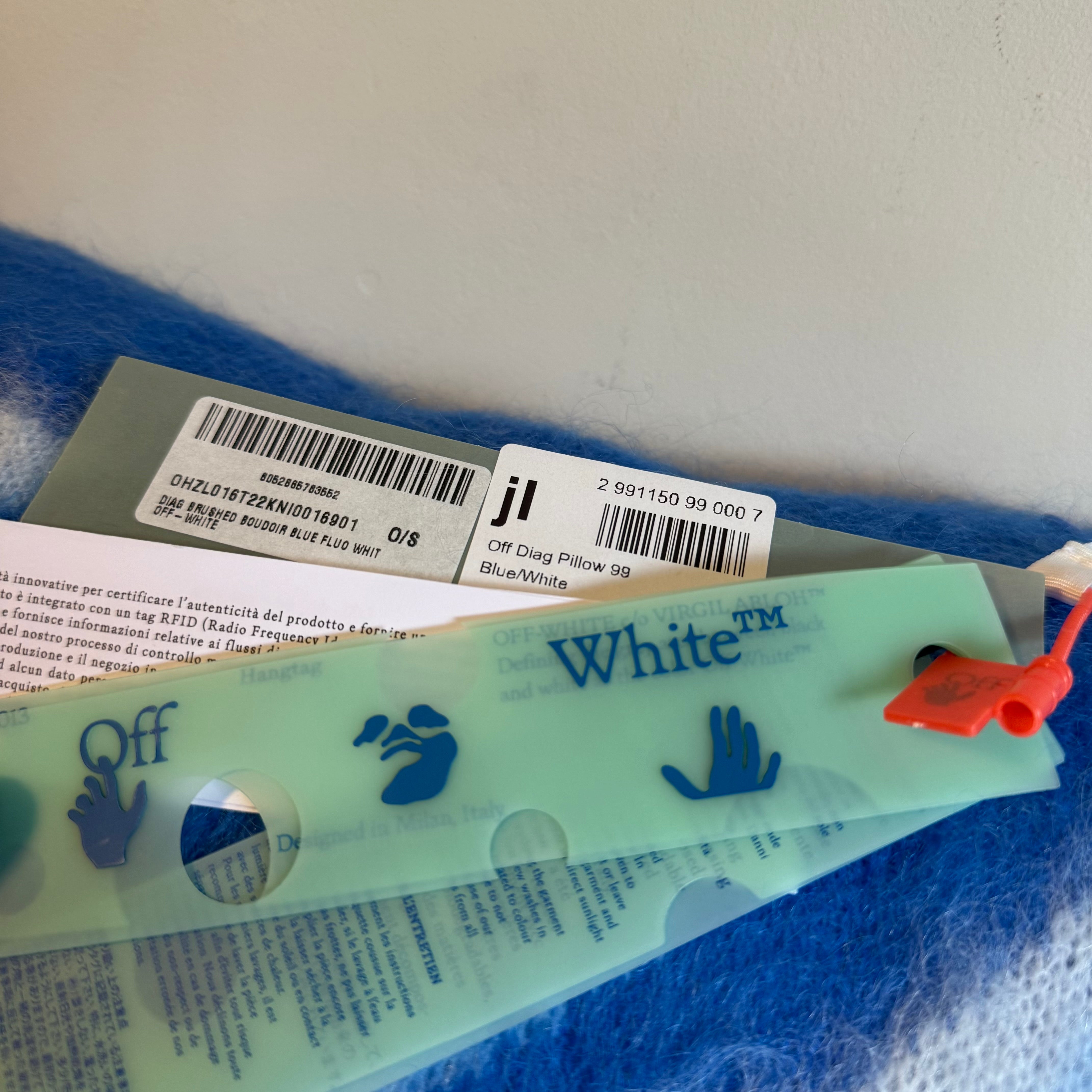 Off-White Pillow Blue White