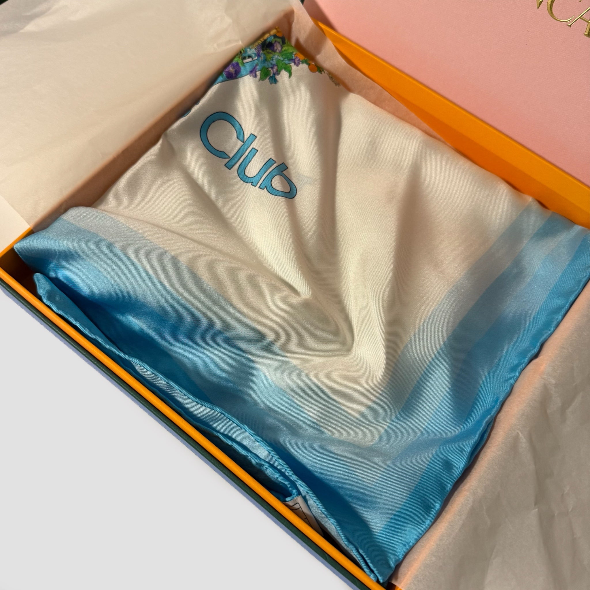 Casablanca Silk Twill Palm Springs Scarf Blue