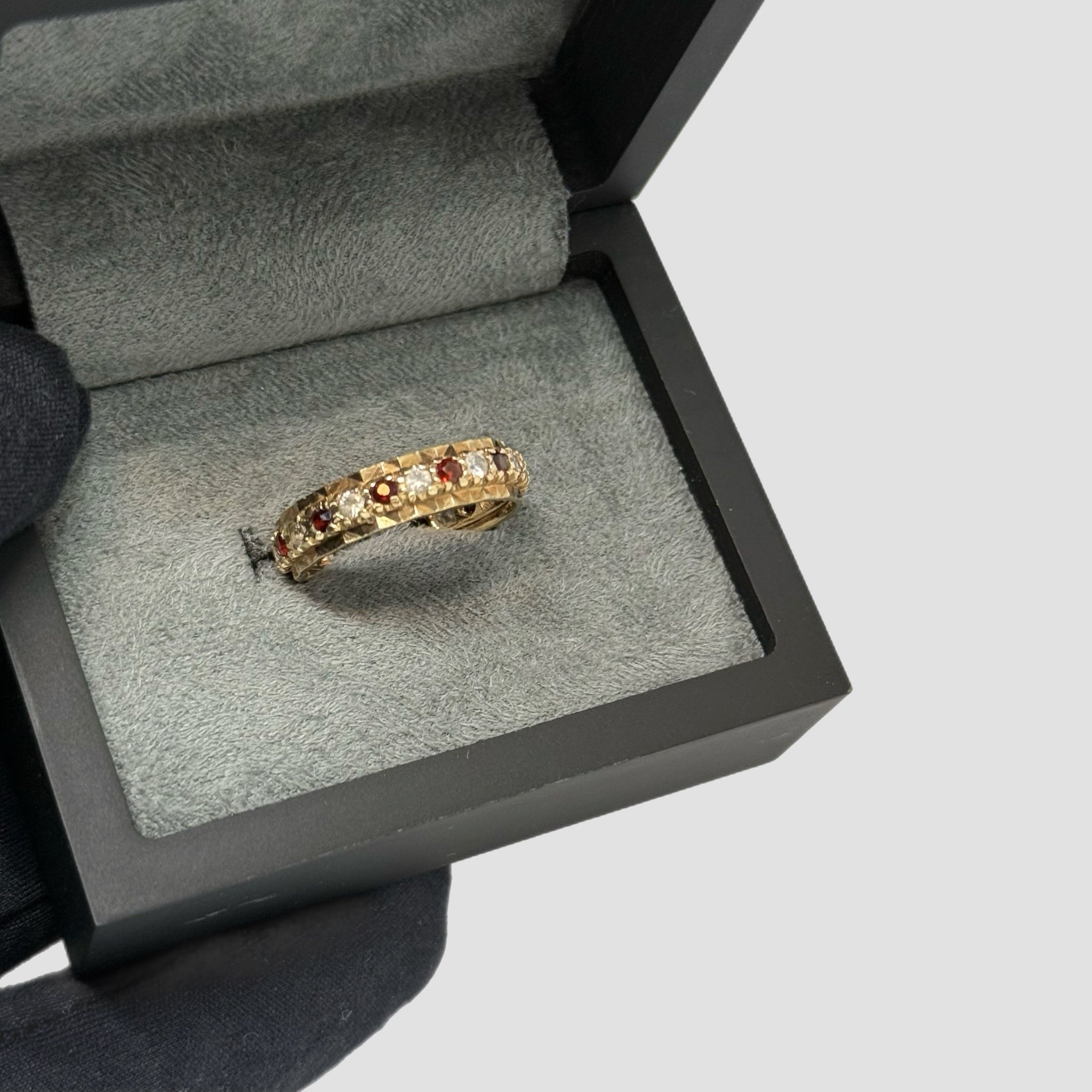 9ct Garnet And Diamond Full Eternity Ring