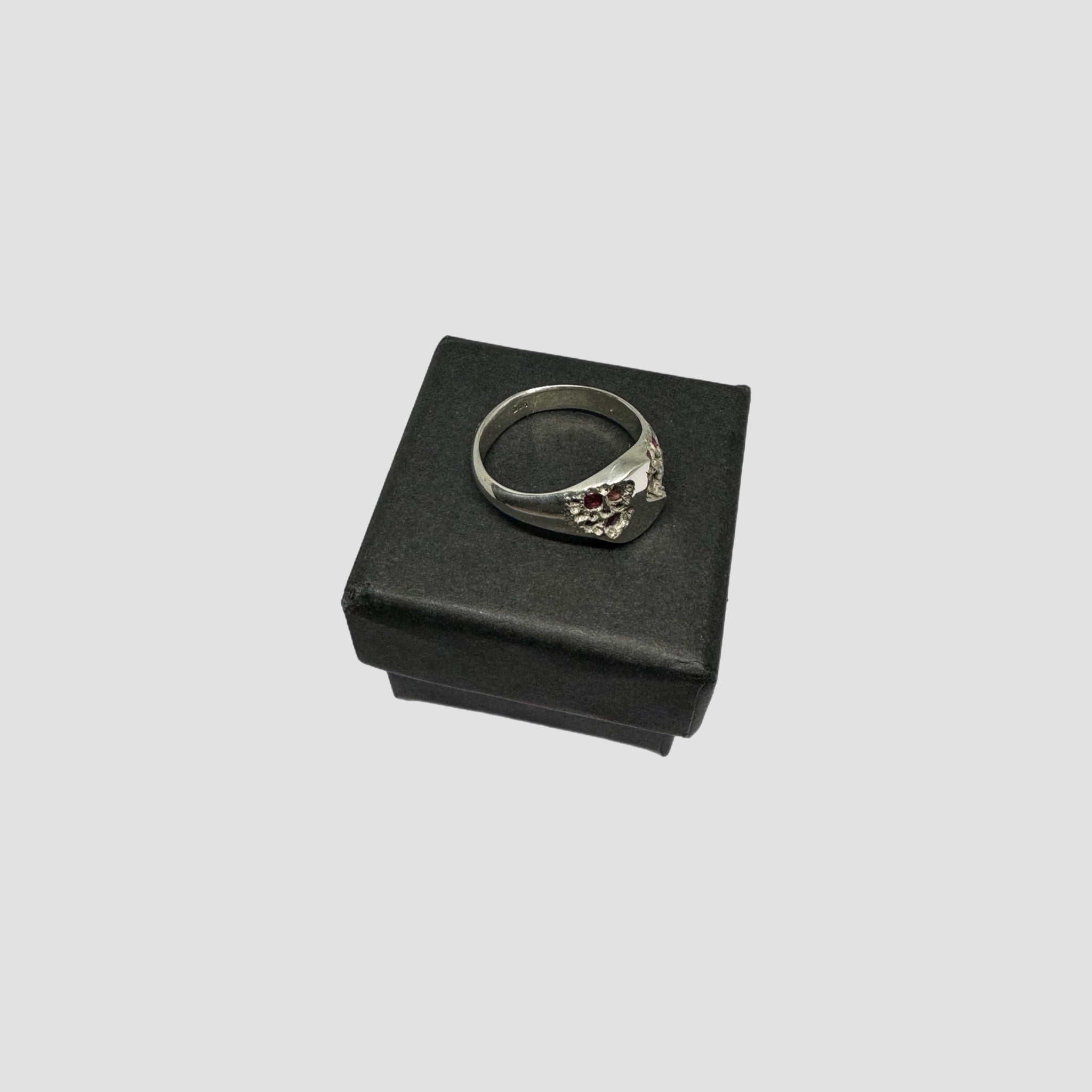Handmade Sterling Silver Signet Ring With Natural Rubies Original Allure