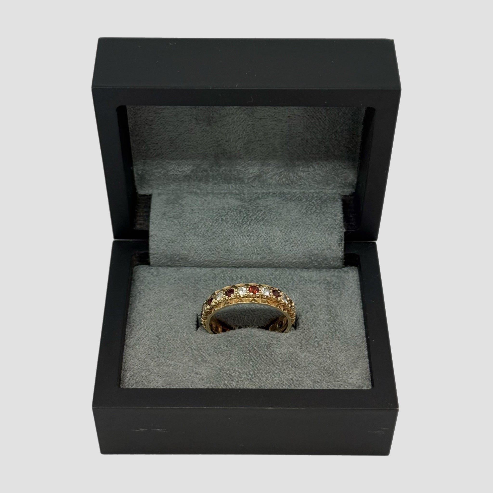 9ct Garnet And Diamond Full Eternity Ring