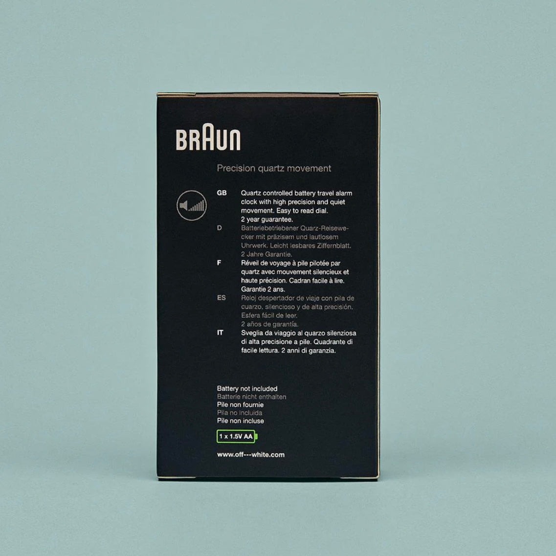 Off-White™ x Braun Limited Edition Classic Travel Analogue Alarm Clock