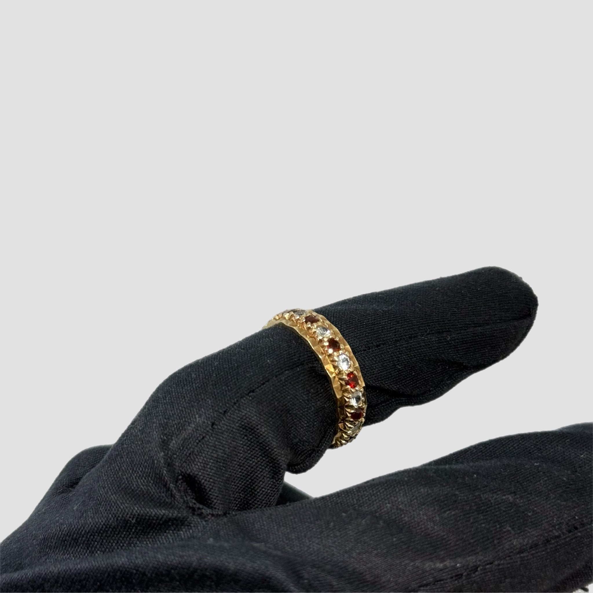 9ct Garnet And Diamond Full Eternity Ring