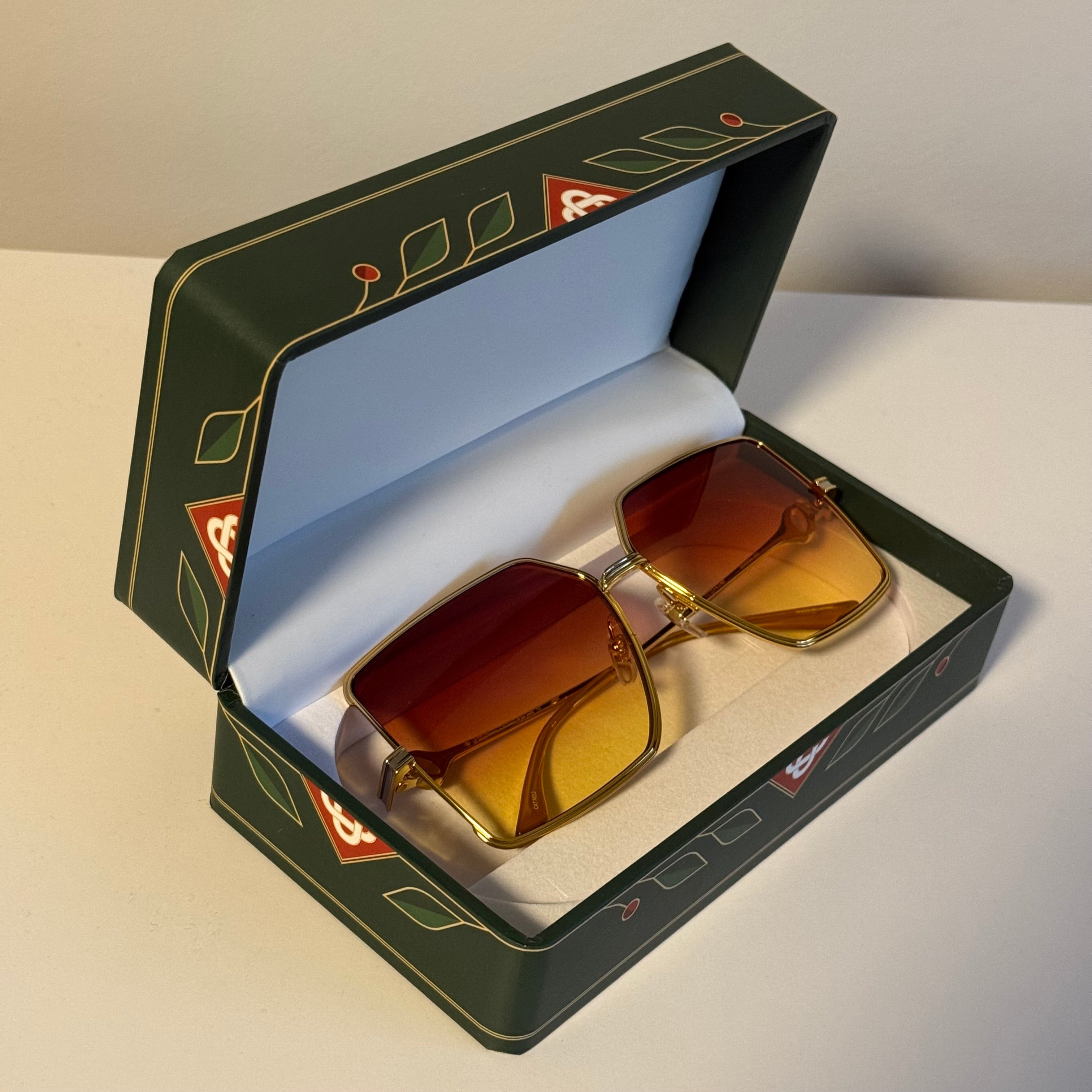 Women’s Casablanca Stainless Steel Square Orange Gradient Sunglasses